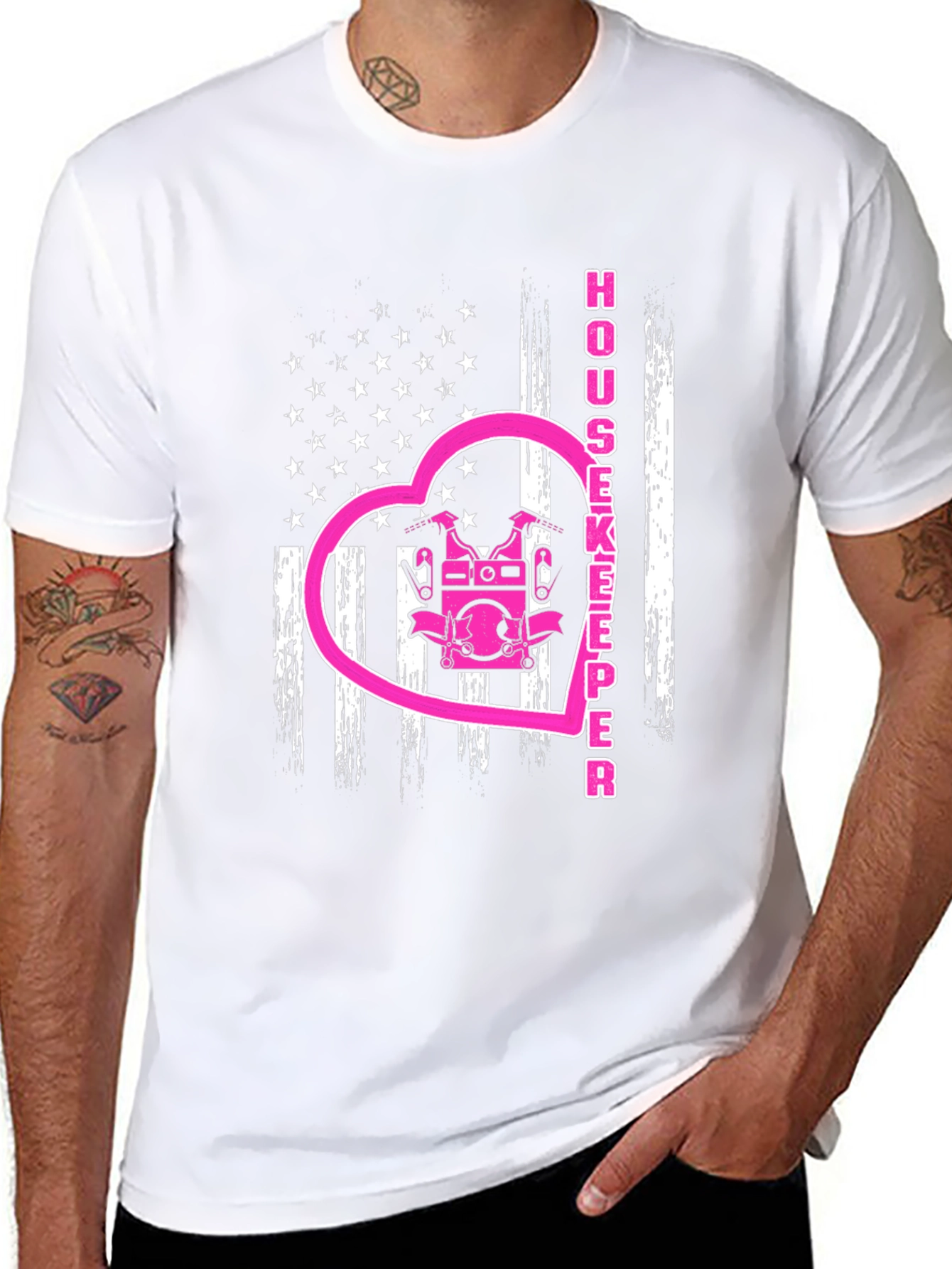 Housekeeper USA Flag Heart T-Shirt