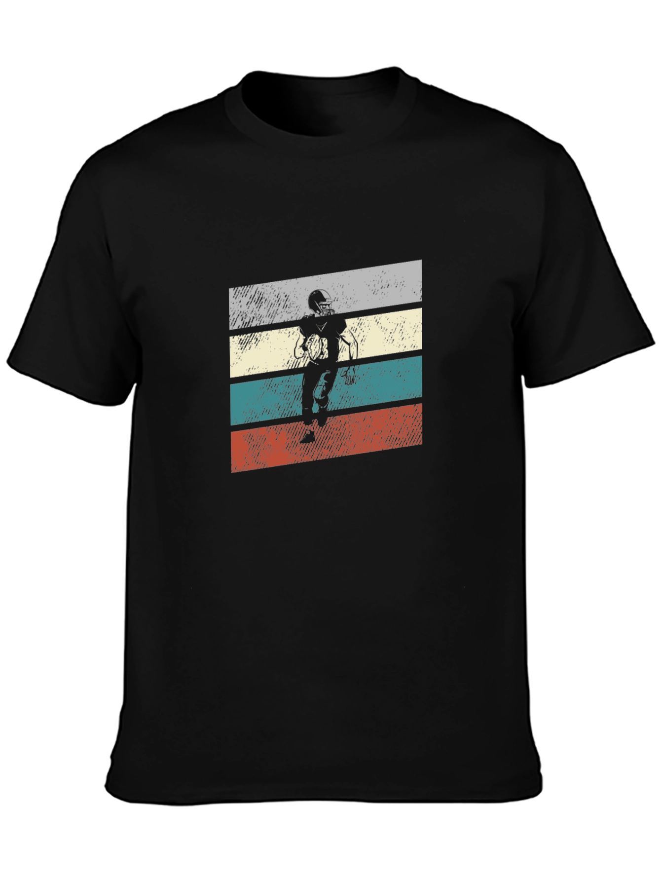Retro Football Player Graphic Tee - Black