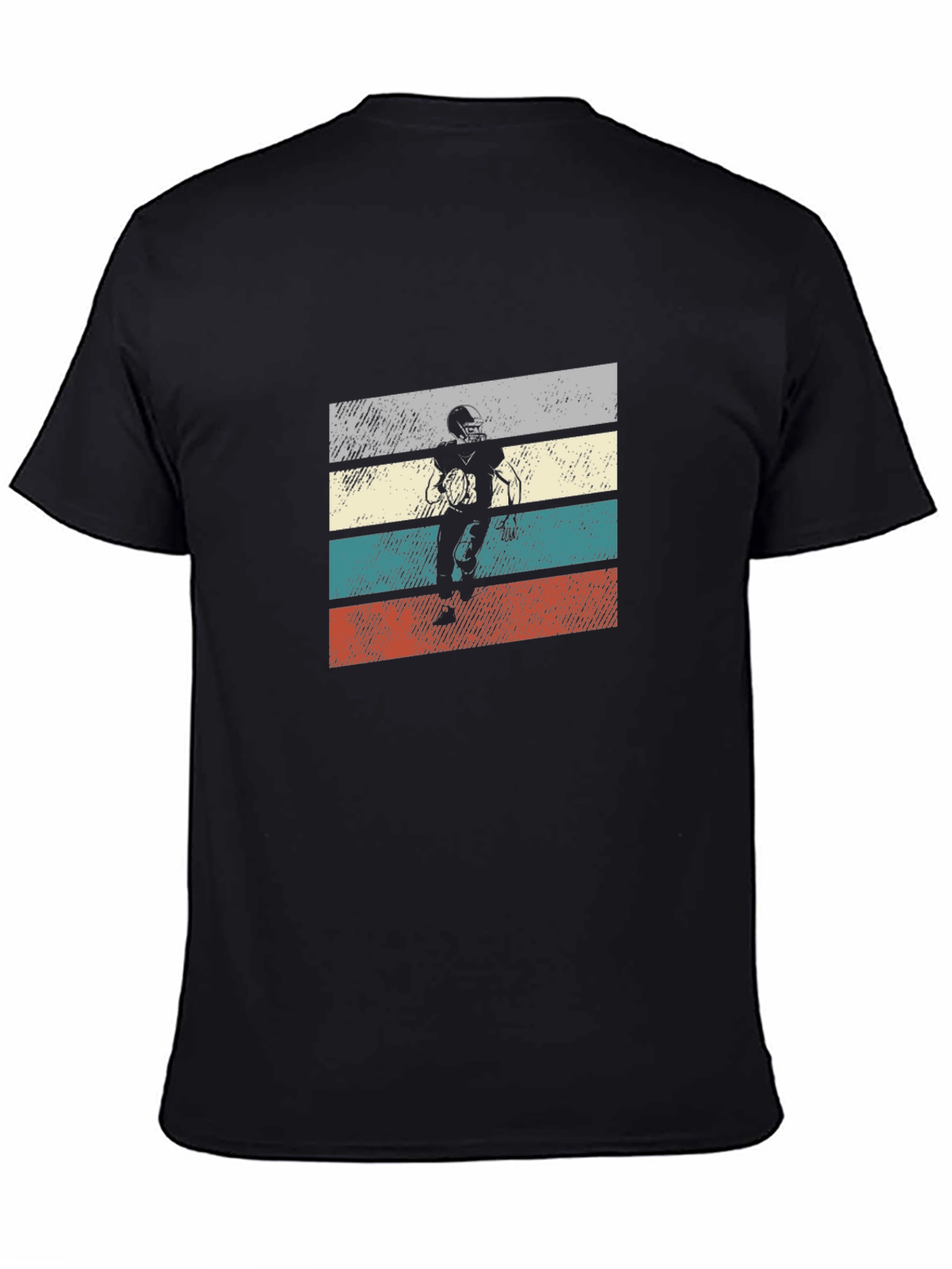 Retro Football Player Graphic Tee - Black