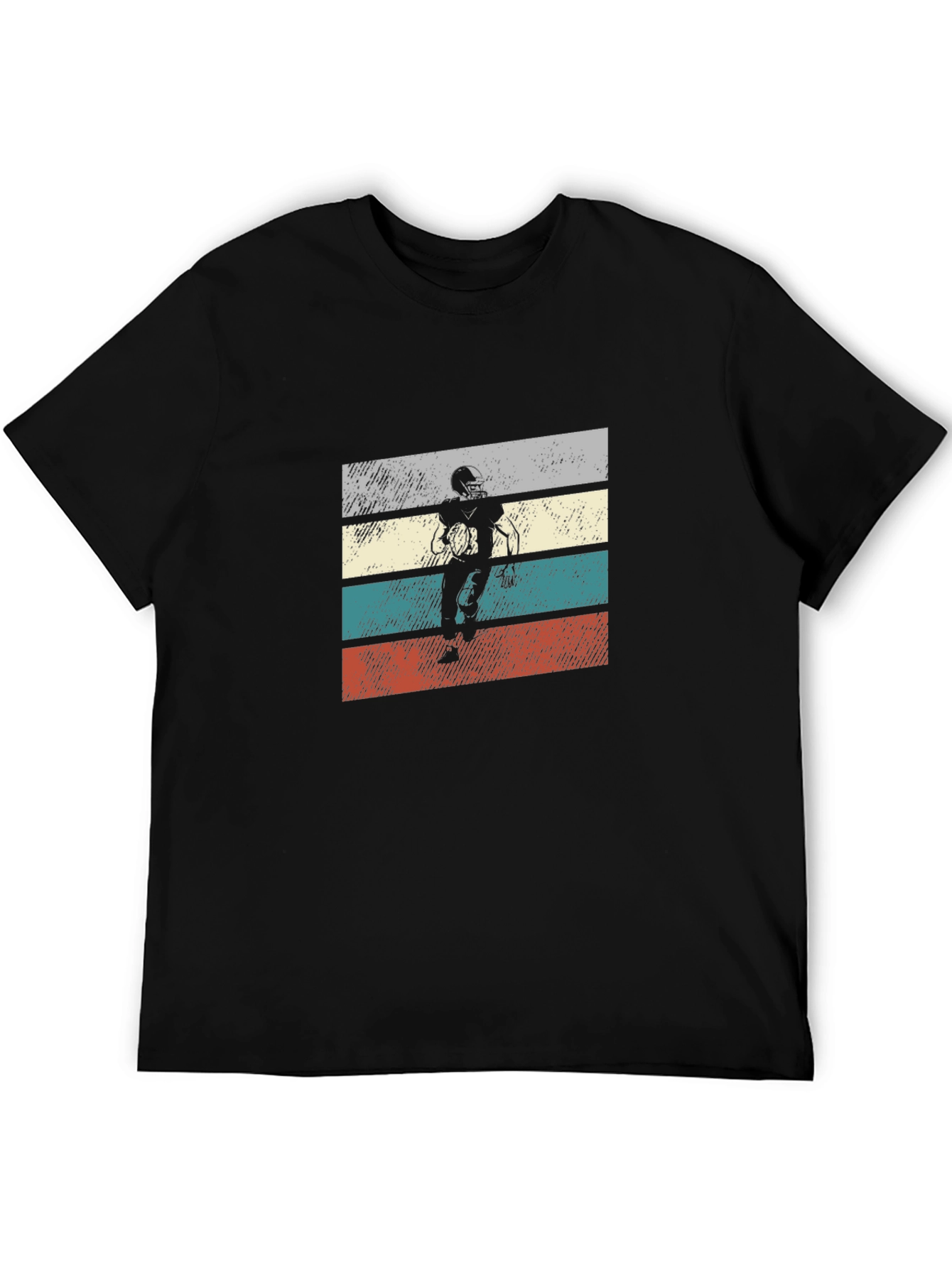 Retro Football Player Graphic Tee - Black