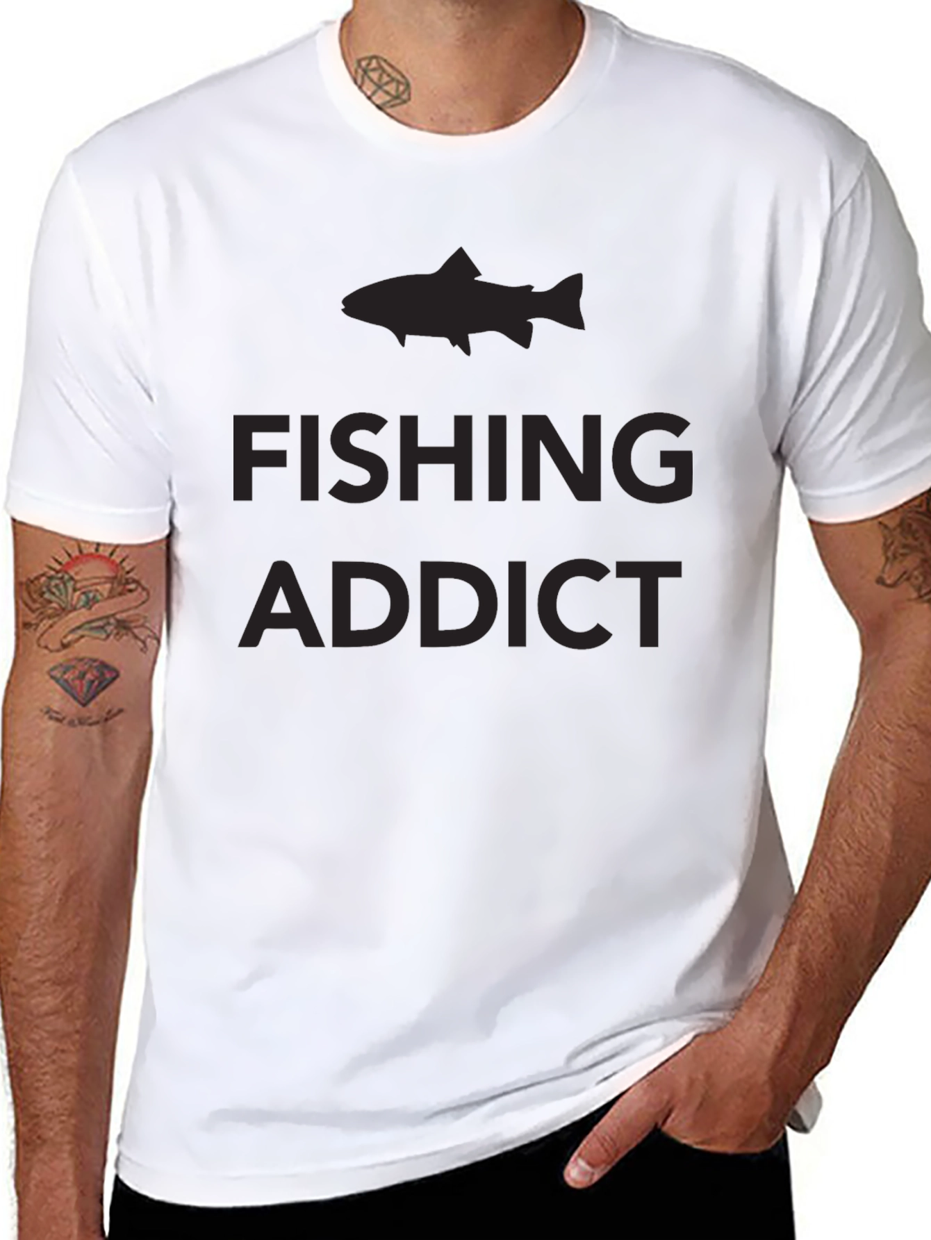 Fishing Addict Graphic Tee - Dark Style