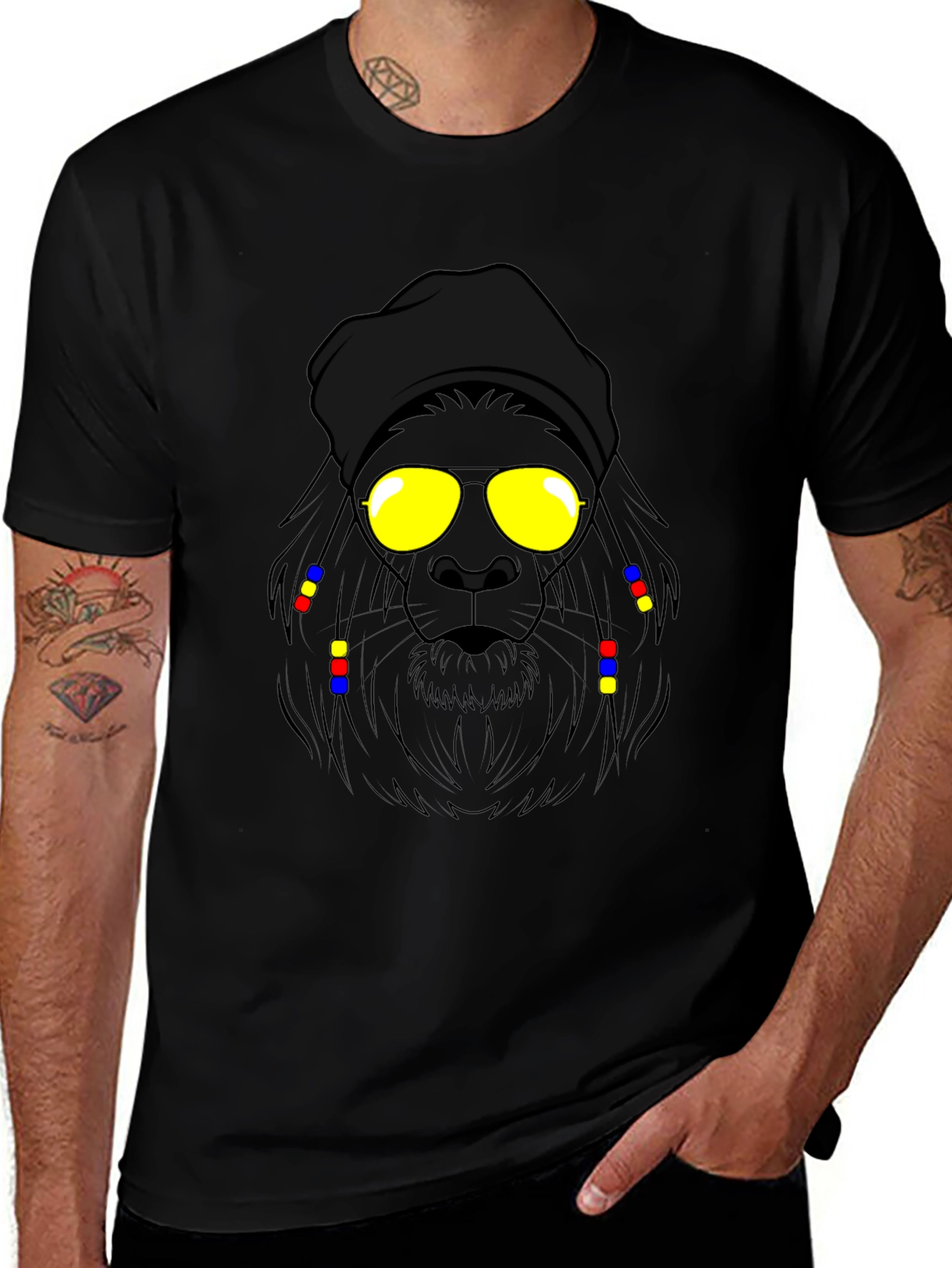 Rasta Lion Graphic Tee - Cool Cartoon Design
