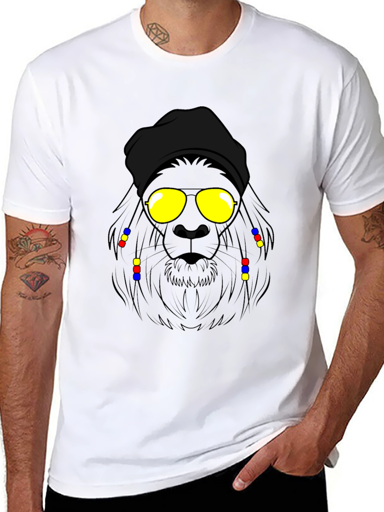 Rasta Lion Graphic Tee - Cool Cartoon Design