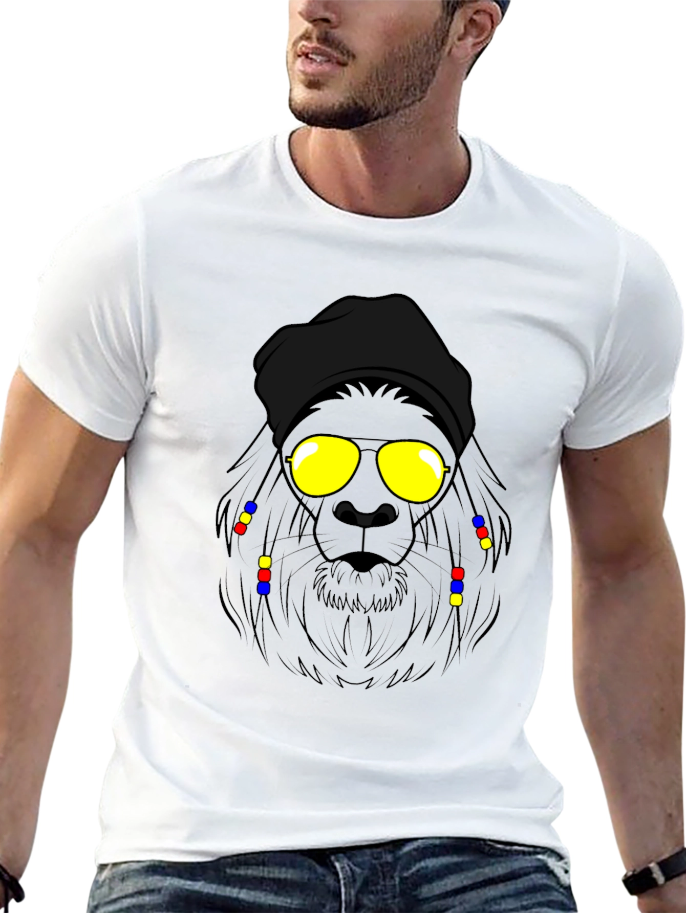 Rasta Lion Graphic Tee - Cool Cartoon Design