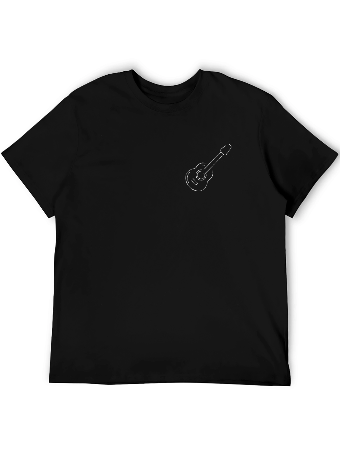 Black Guitar Outline Tee - Minimalist Style