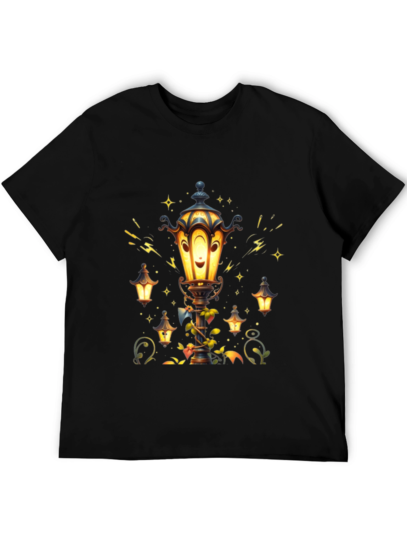 Lantern Graphic T-Shirt - Whimsical Street Lamp Design