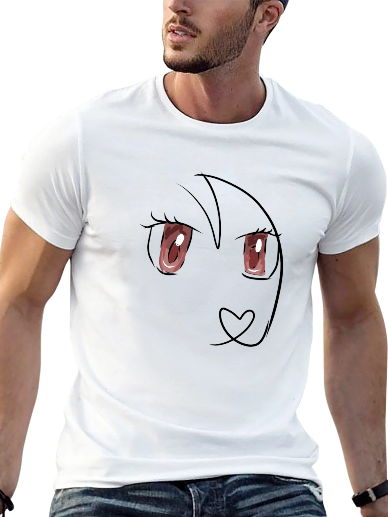 Anime Face Black T-Shirt