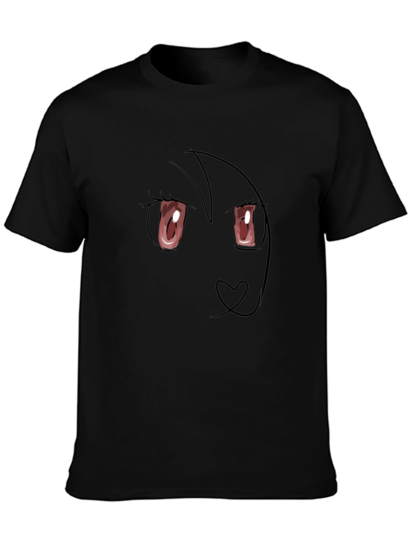 Anime Face Black T-Shirt