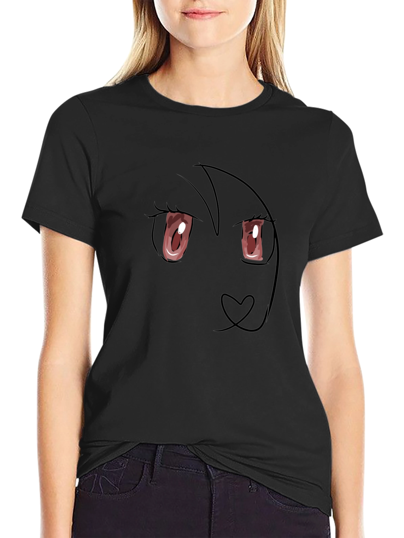 Anime Face Black T-Shirt