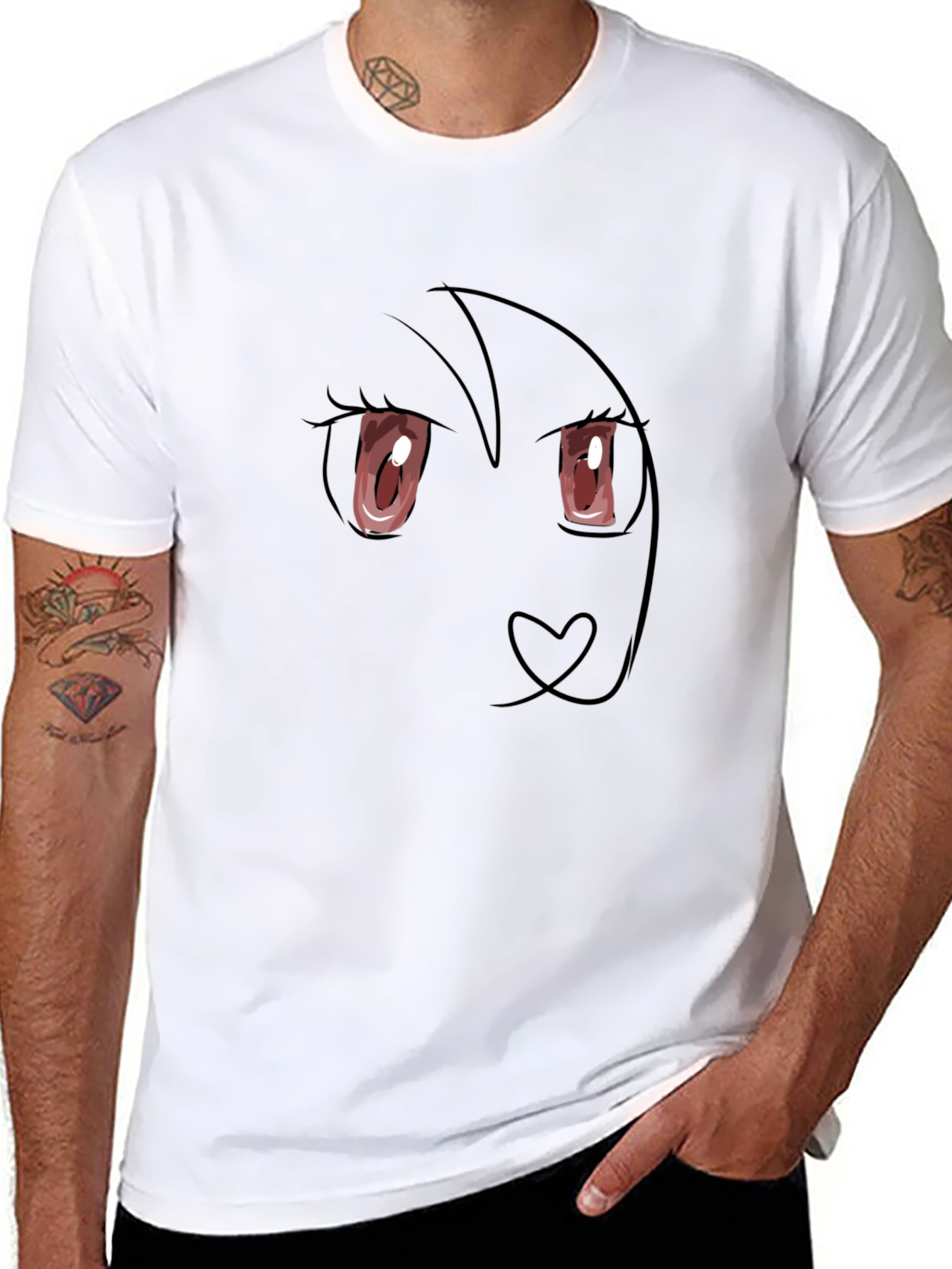 Anime Face Black T-Shirt