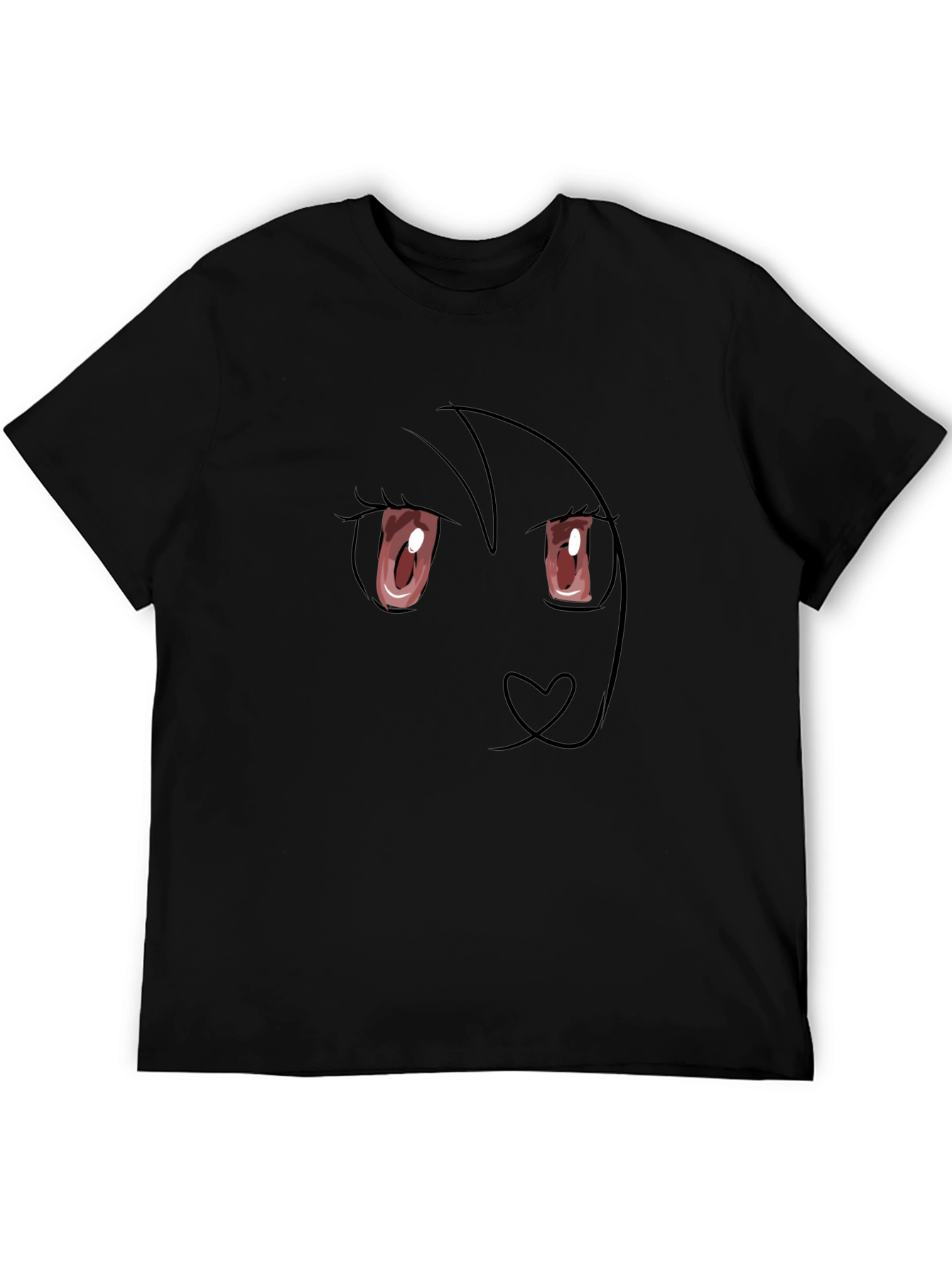 Anime Face Black T-Shirt