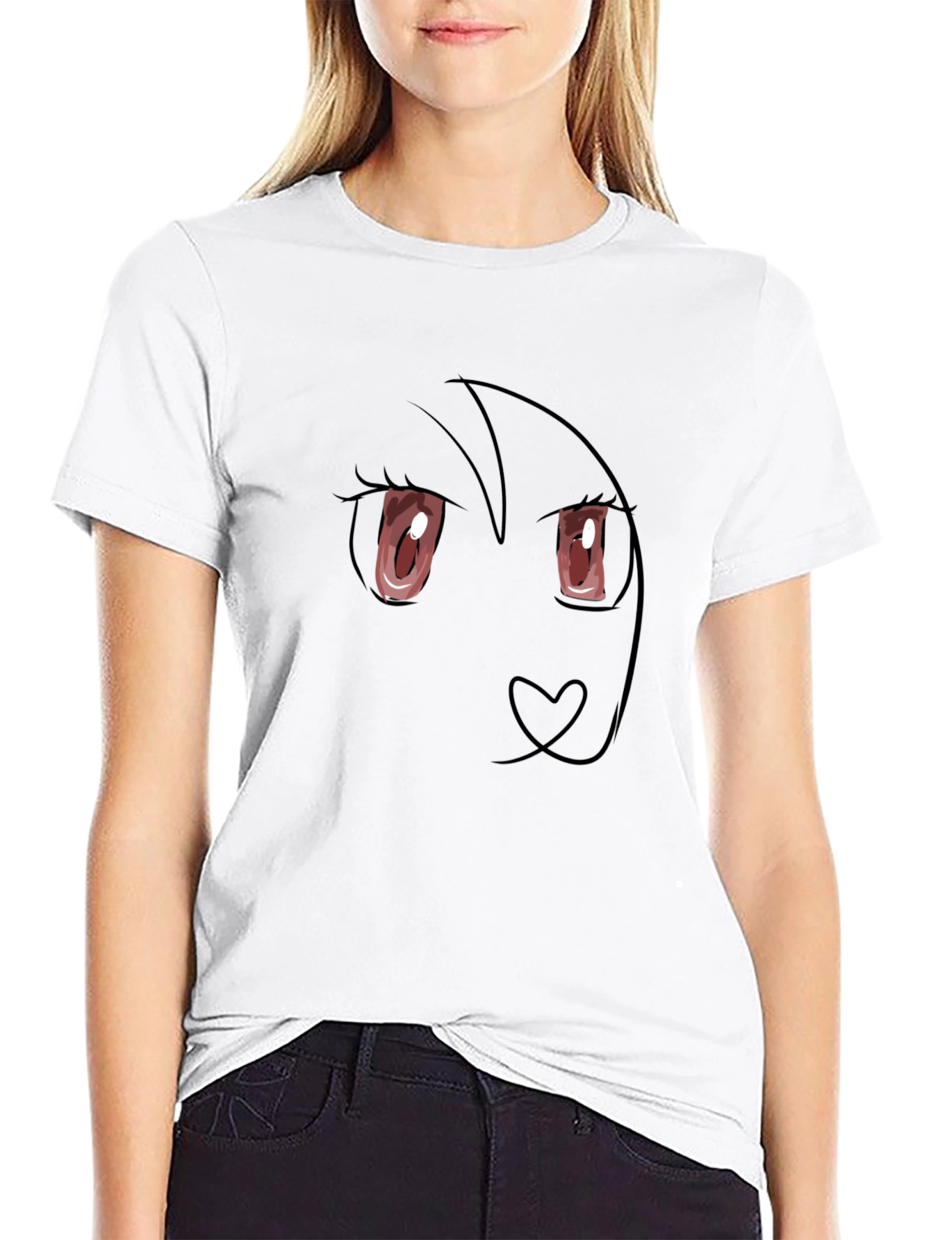 Anime Face Black T-Shirt