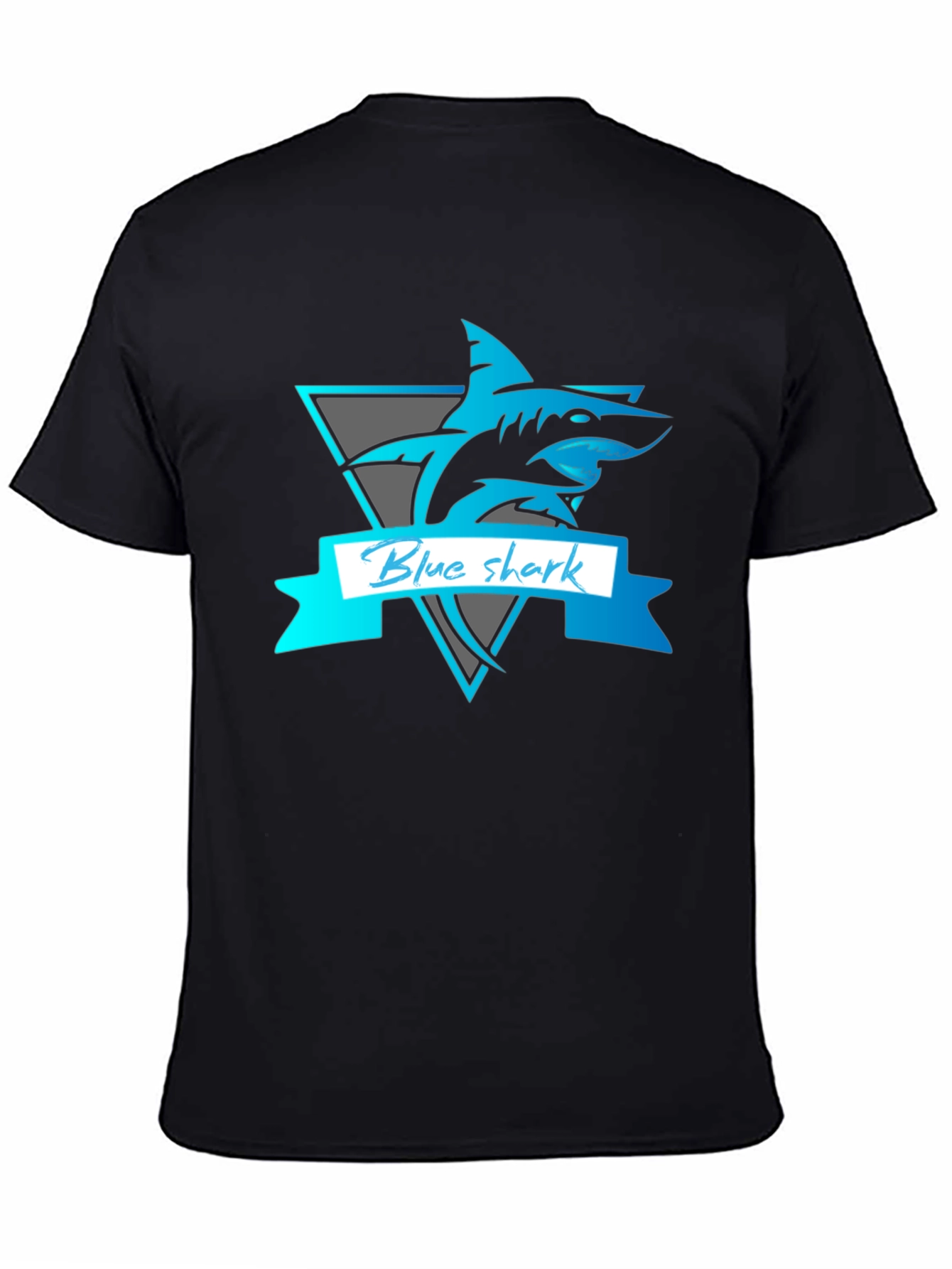 Blue Shark Graphic Tee - Stylish Mens Black T-Shirt