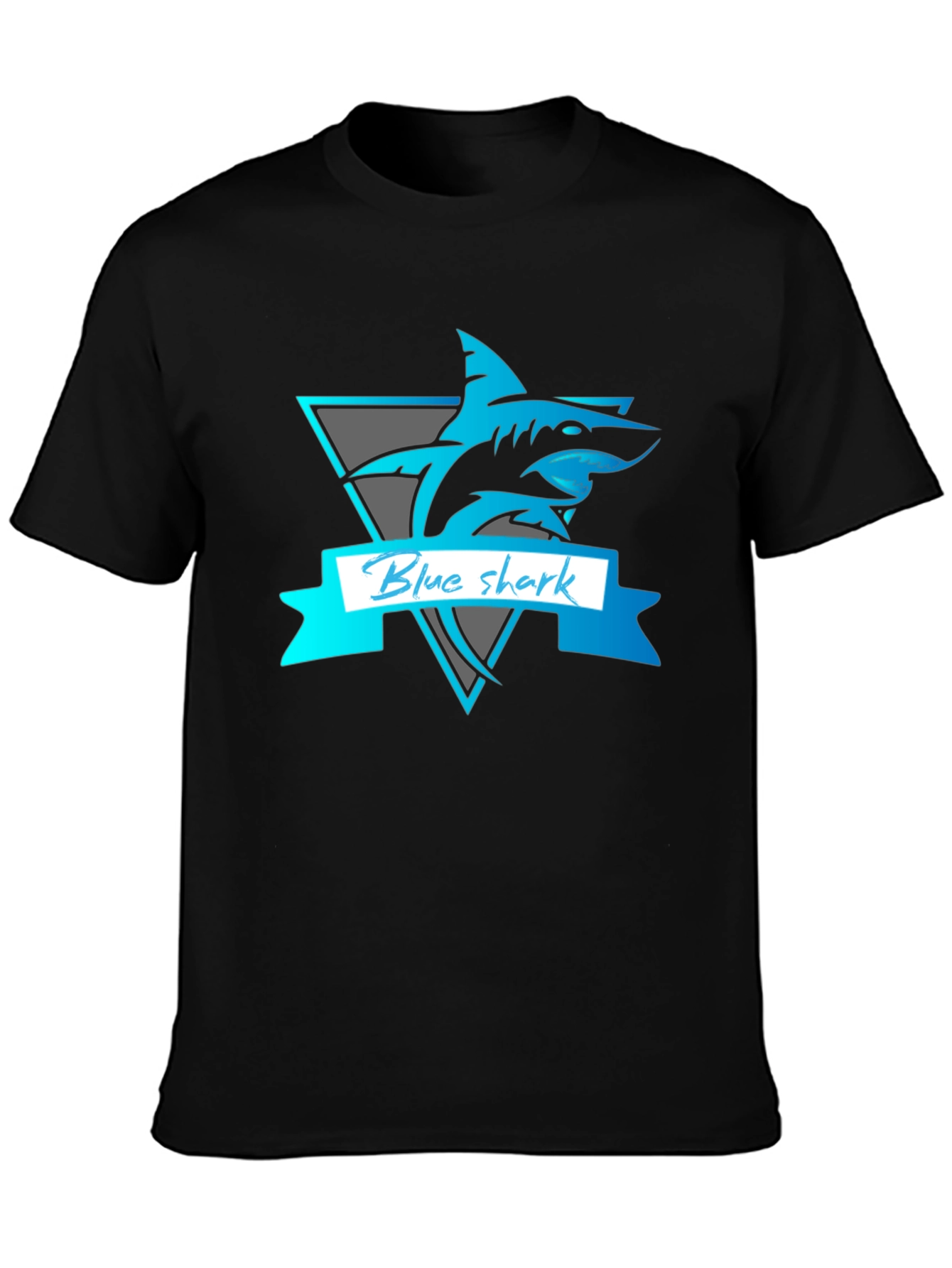 Blue Shark Graphic Tee - Stylish Mens Black T-Shirt