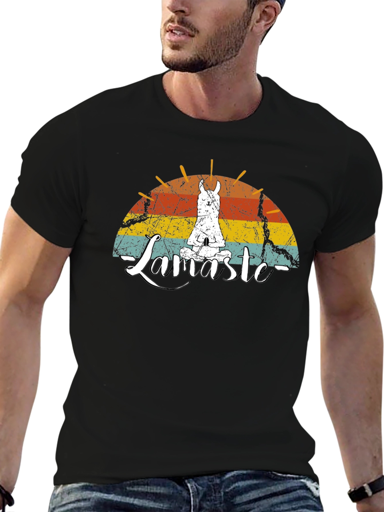 Llamaste Graphic Tee - Yoga Llama Mens Black T-Shirt
