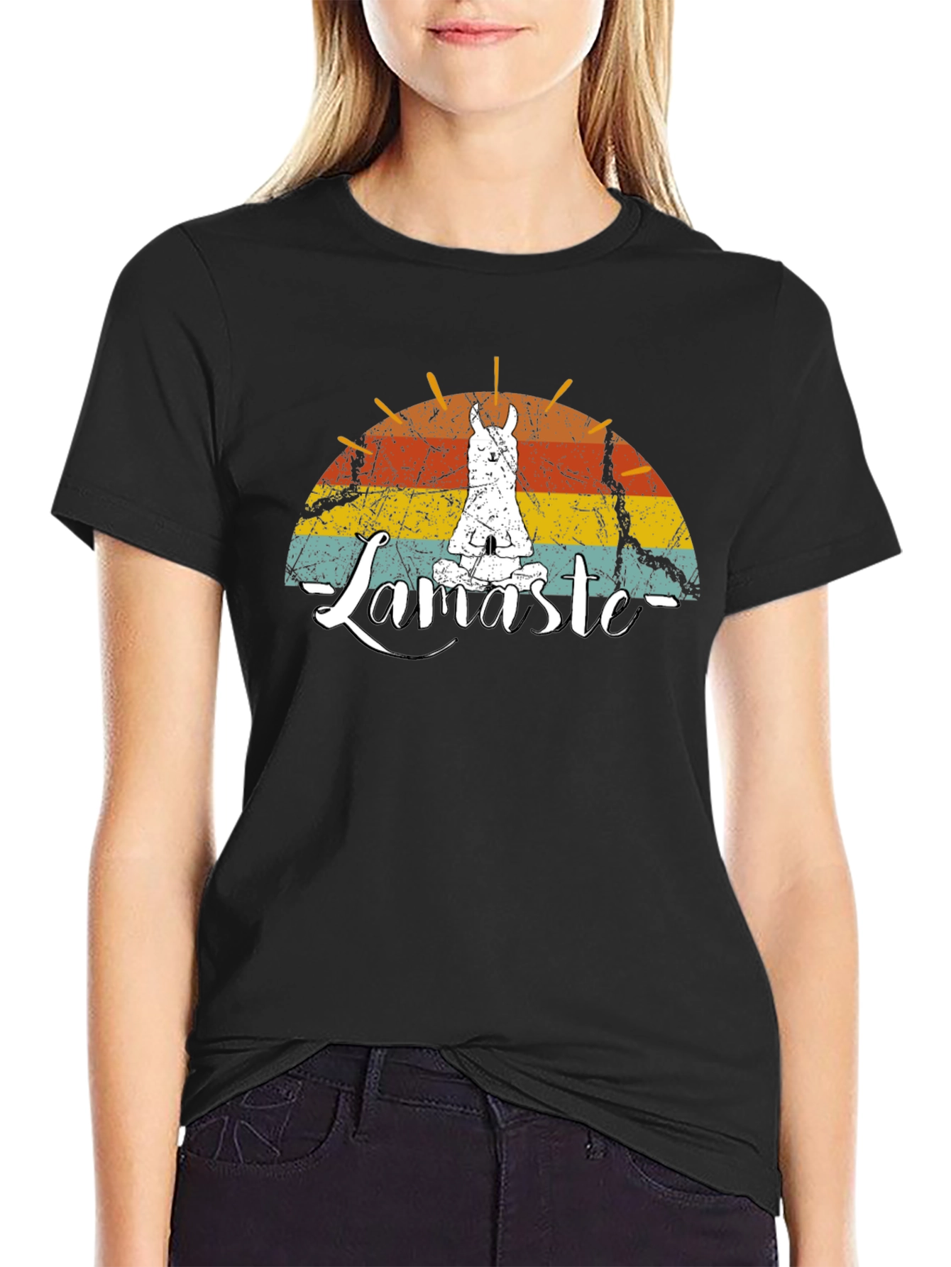 Llamaste Graphic Tee - Yoga Llama Mens Black T-Shirt