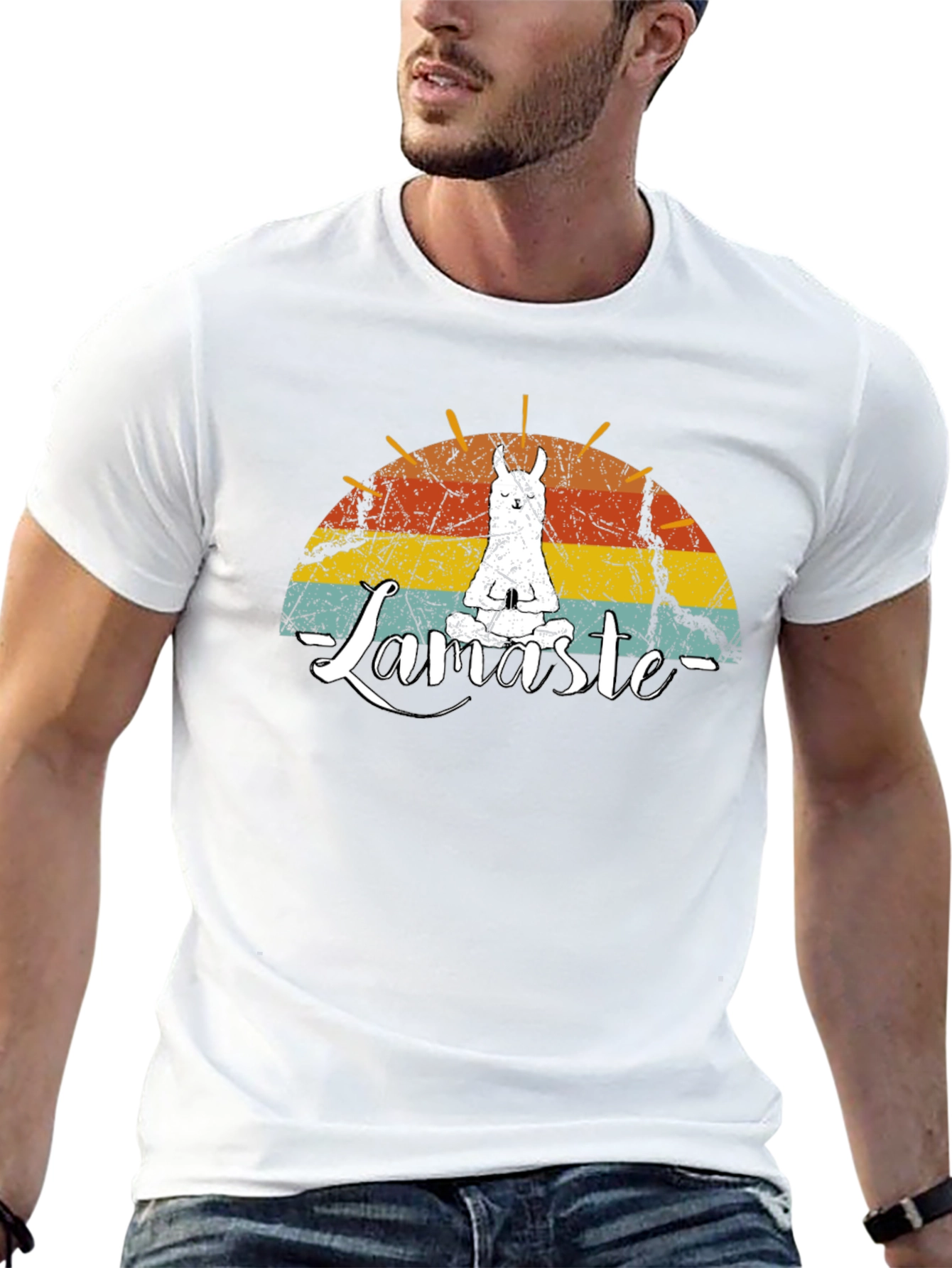 Llamaste Graphic Tee - Yoga Llama Mens Black T-Shirt