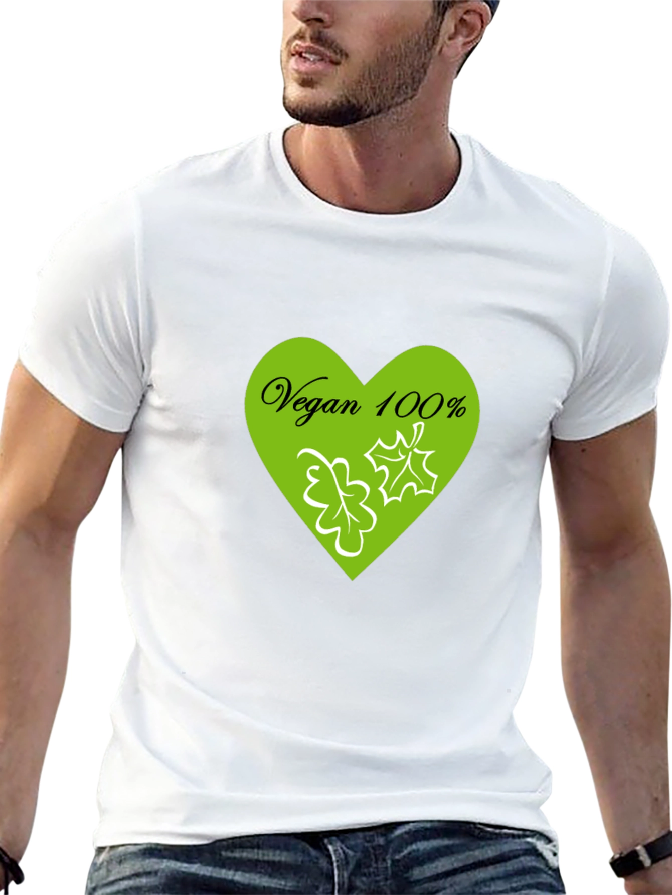 Vegan 100% Graphic Tee - Green Heart