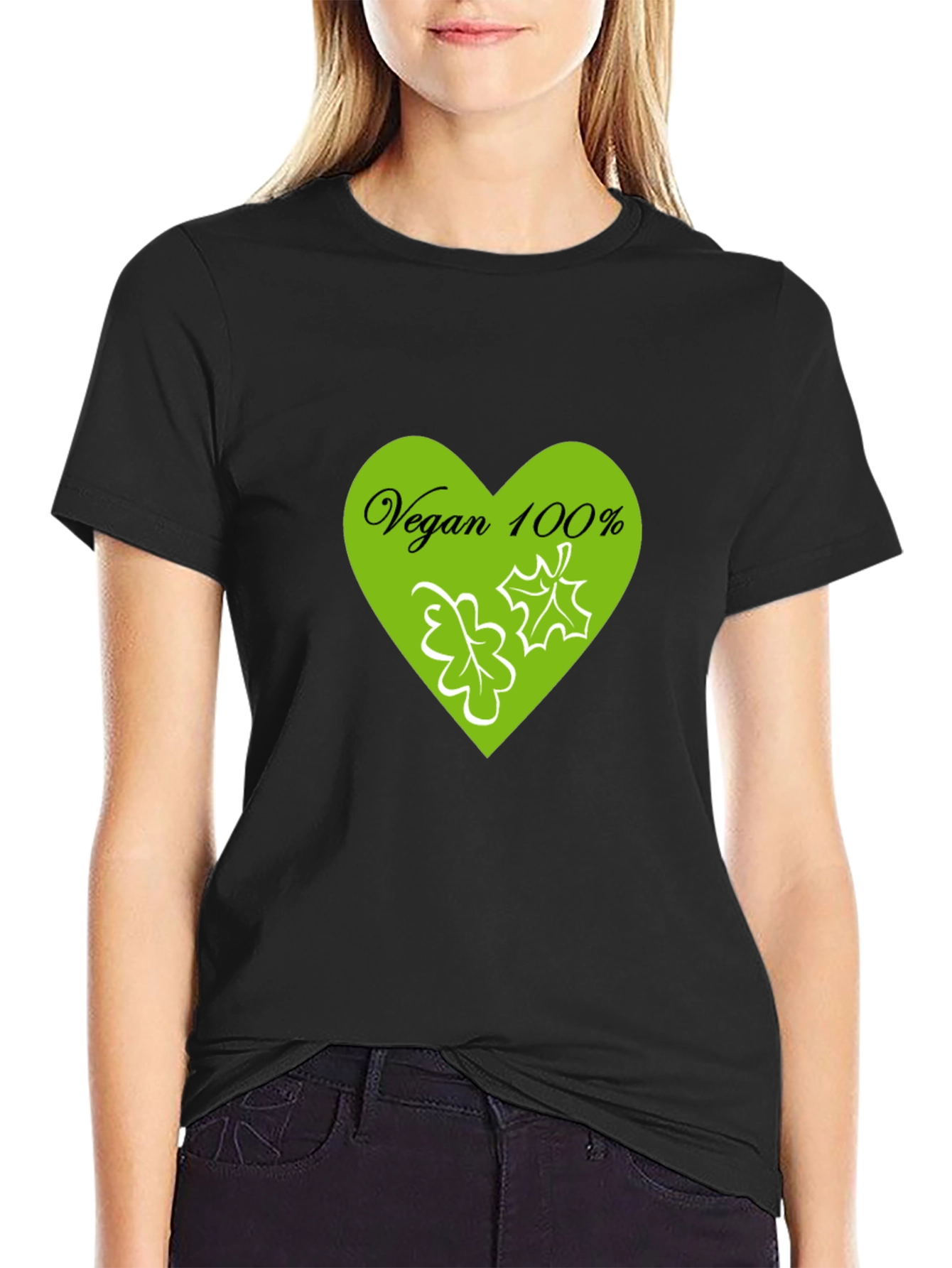 Vegan 100% Graphic Tee - Green Heart