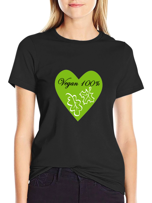 Vegan 100% Graphic Tee - Green Heart