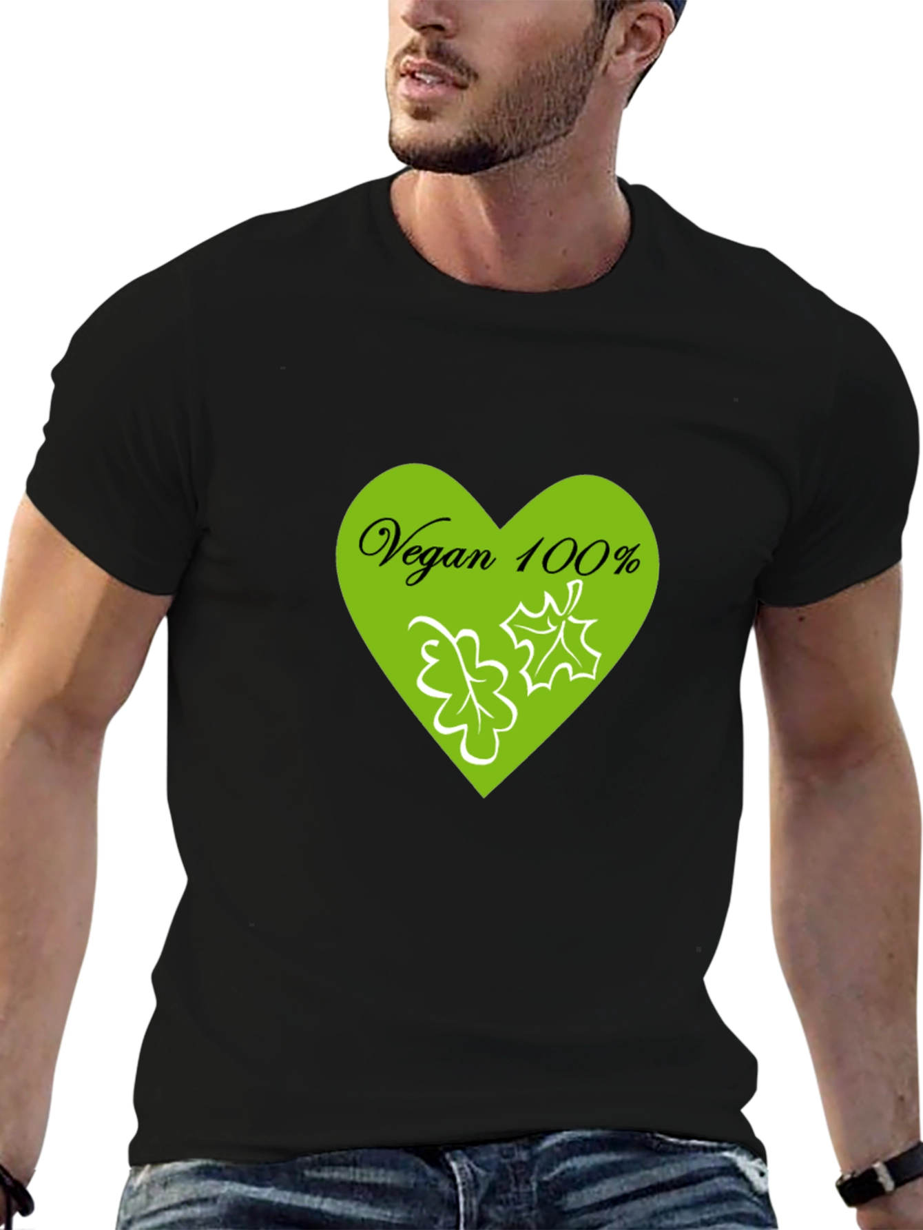 Vegan 100% Graphic Tee - Green Heart