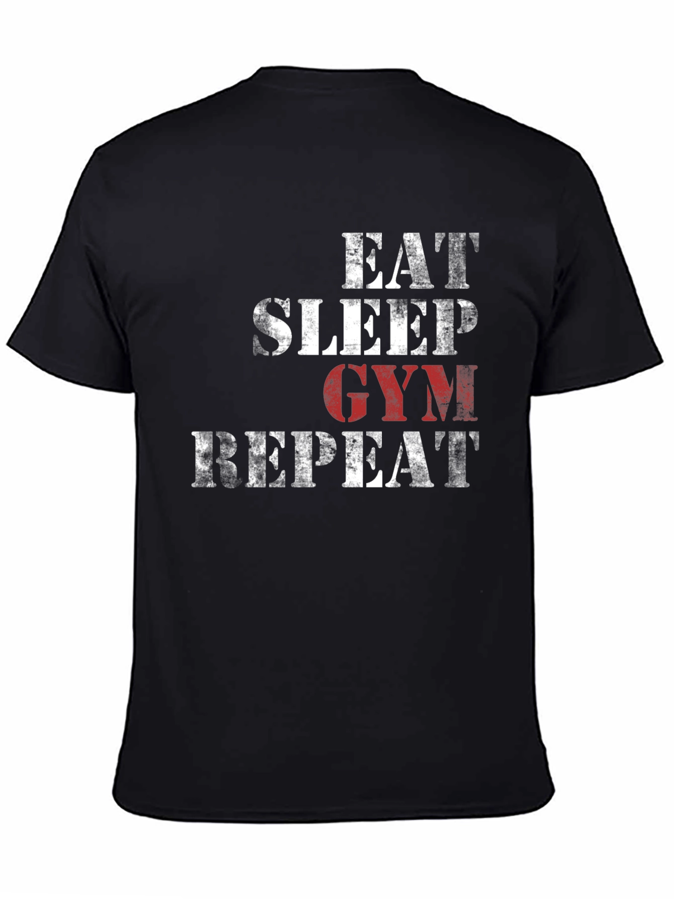 Eat Sleep Gym Repeat Black Graphic T-Shirt
