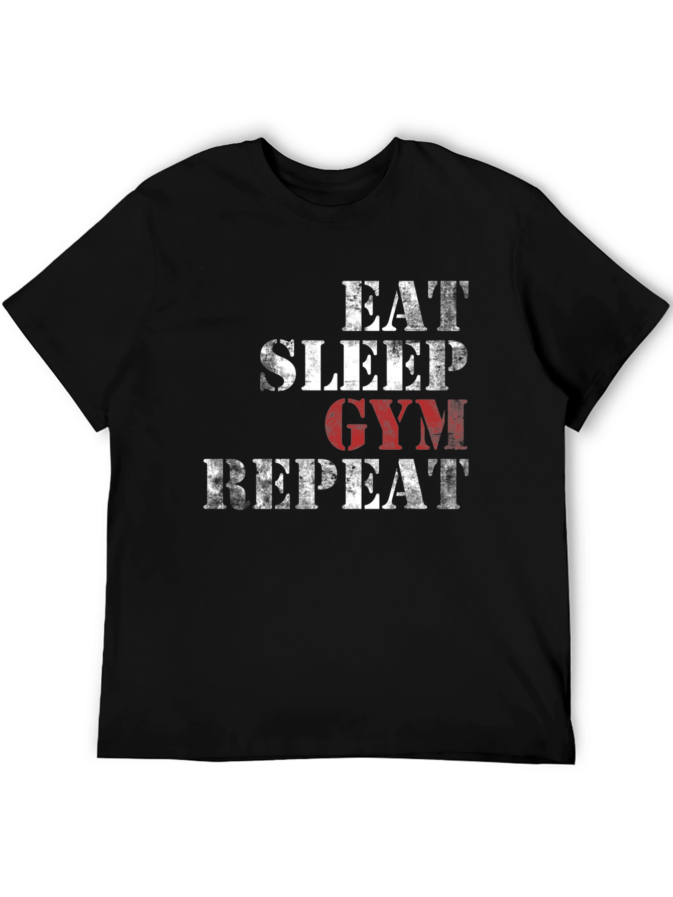 Eat Sleep Gym Repeat Black Graphic T-Shirt