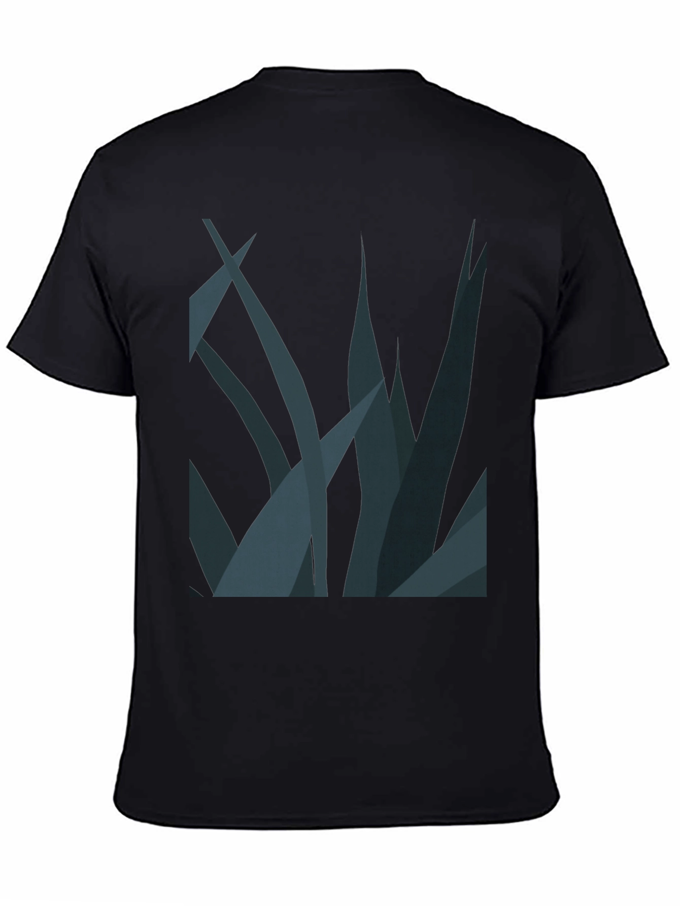 Abstract Plant Graphic Tee - Stylish Black T-Shirt