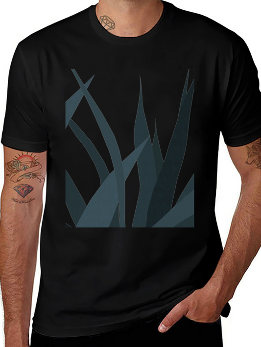 Abstract Plant Graphic Tee - Stylish Black T-Shirt