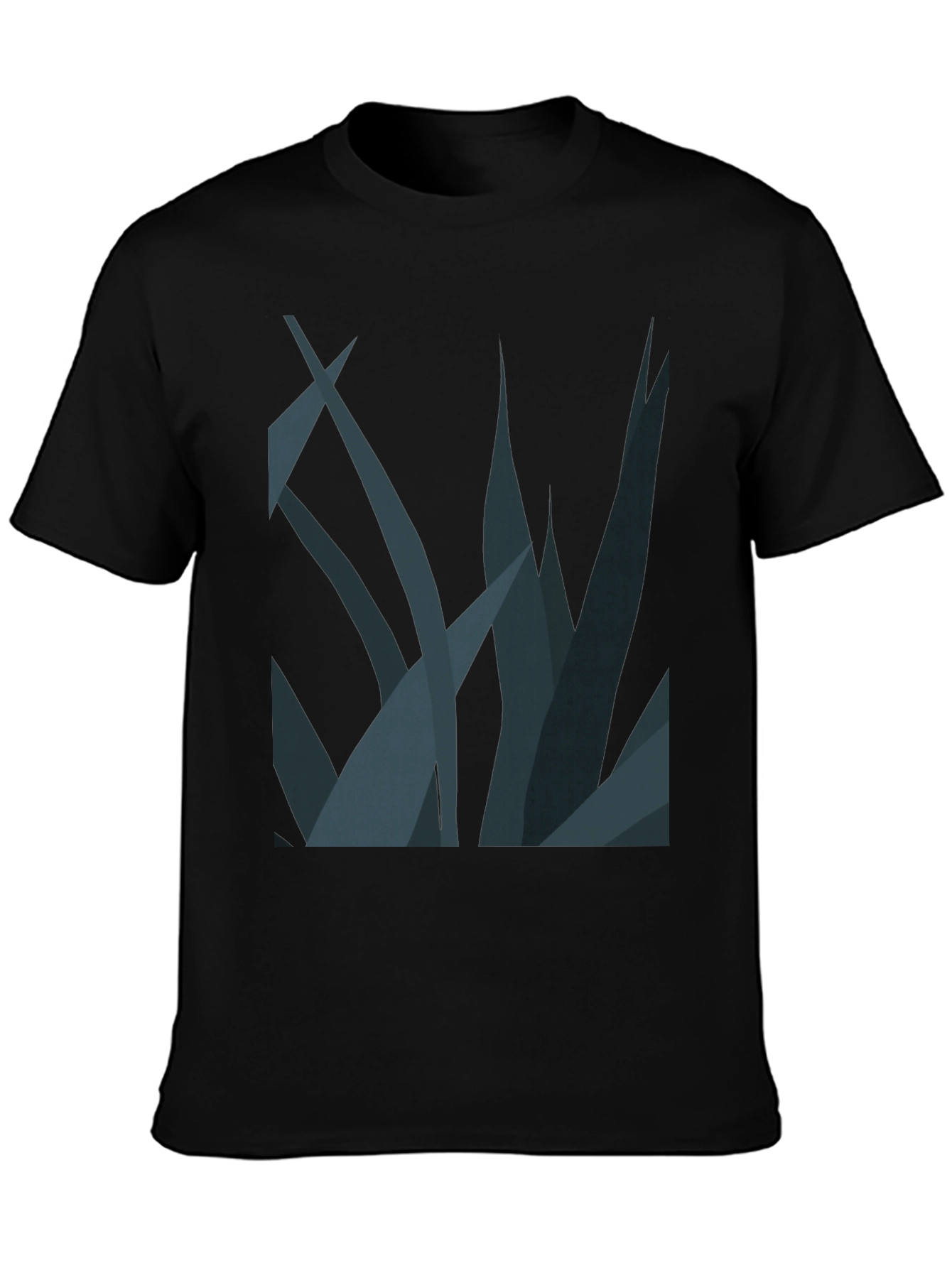 Abstract Plant Graphic Tee - Stylish Black T-Shirt