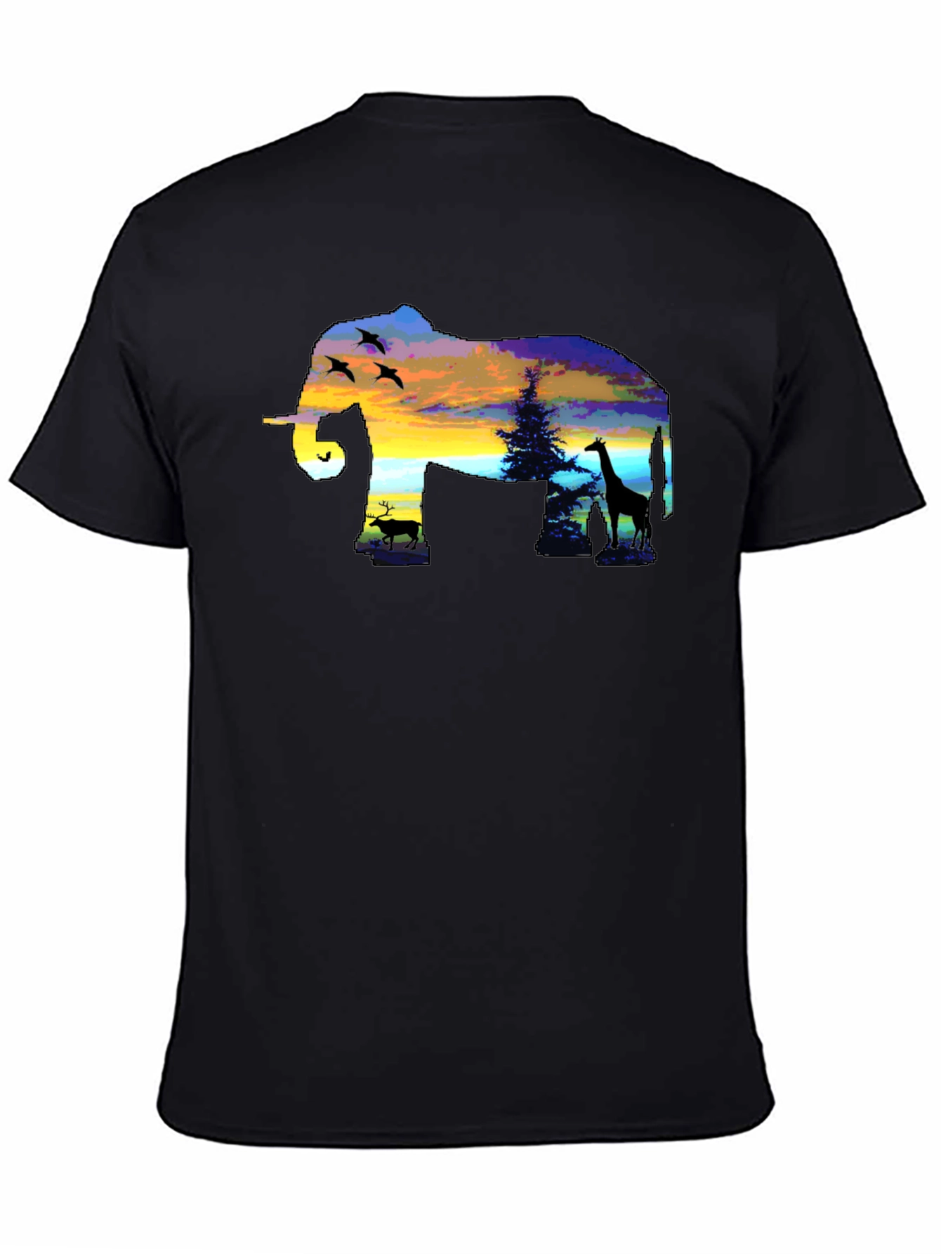 Elephant Sunset Graphic Tee - Black