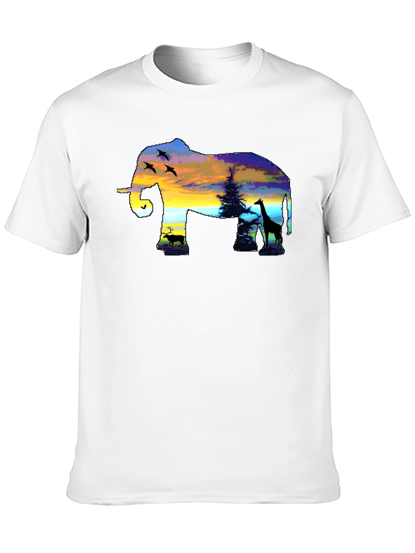 Elephant Sunset Graphic Tee - Black