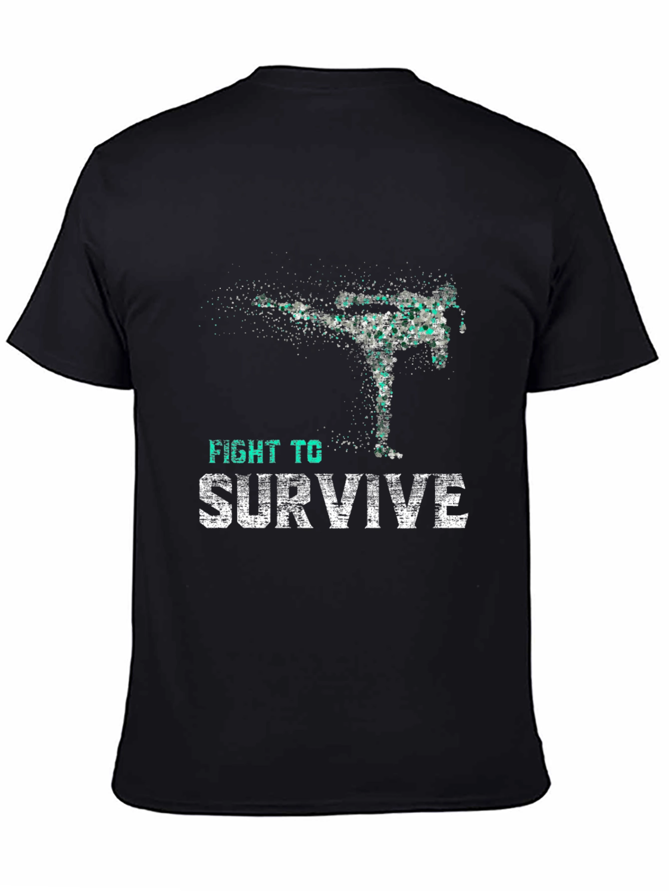 Fight To Survive Graphic Print Black T-Shirt