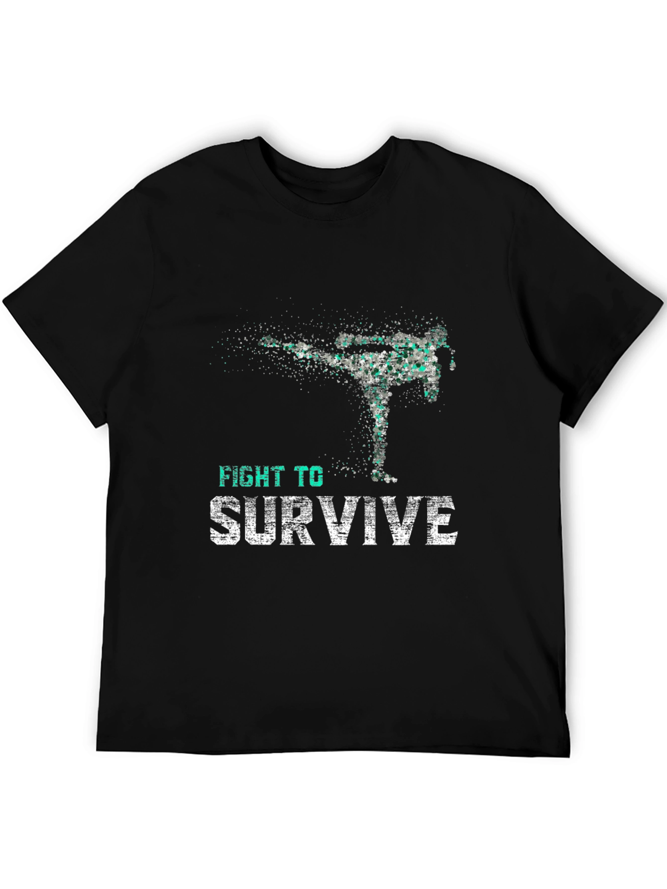 Fight To Survive Graphic Print Black T-Shirt