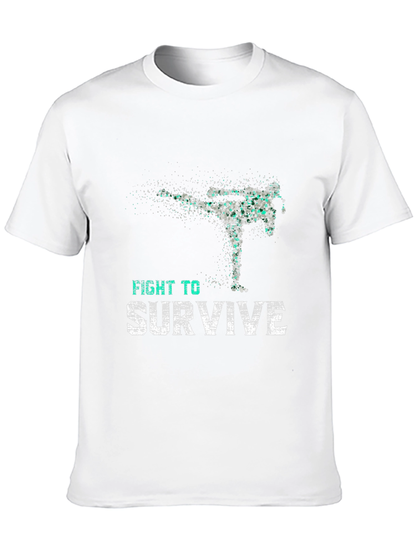 Fight To Survive Graphic Print Black T-Shirt