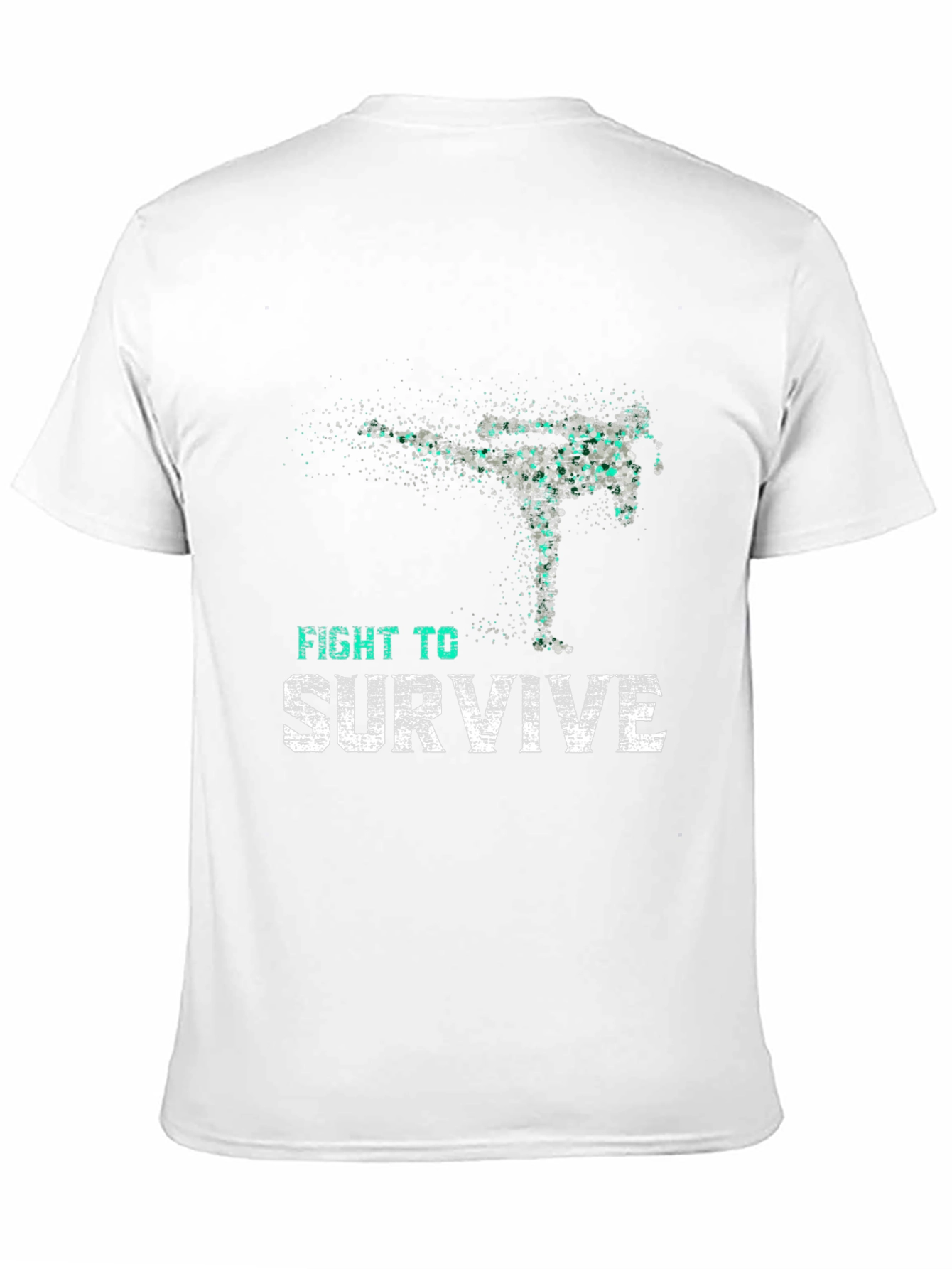 Fight To Survive Graphic Print Black T-Shirt