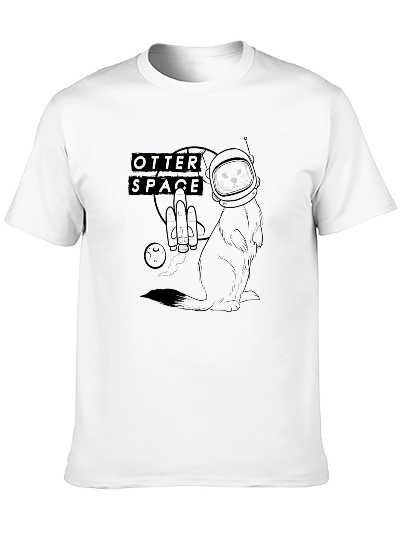 Otter Space Black T-Shirt - Astronaut Design