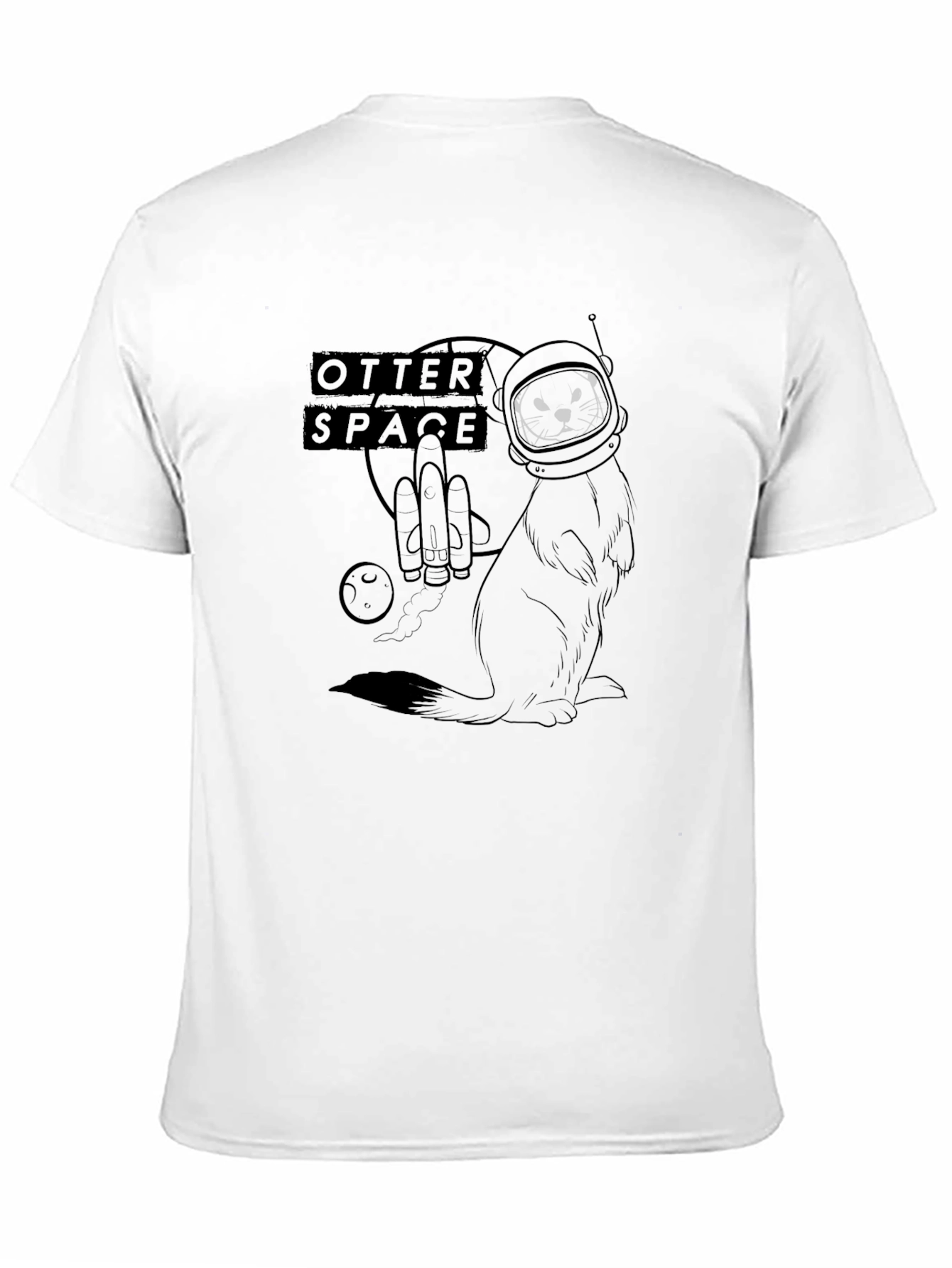 Otter Space Black T-Shirt - Astronaut Design