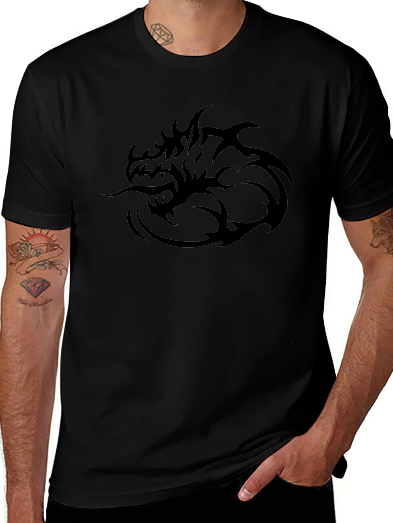 Mens Black Dragon Graphic T-Shirt