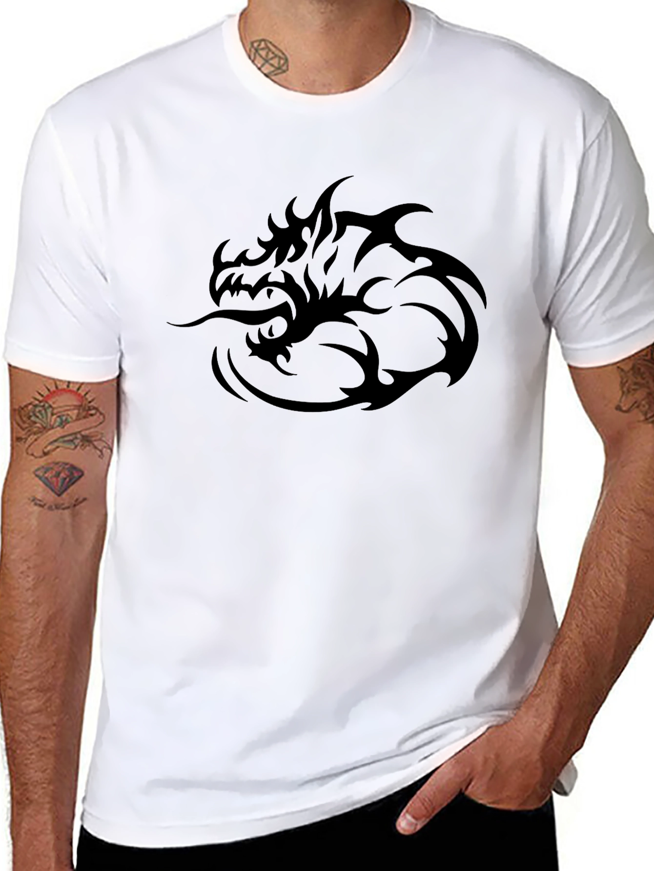Mens Black Dragon Graphic T-Shirt