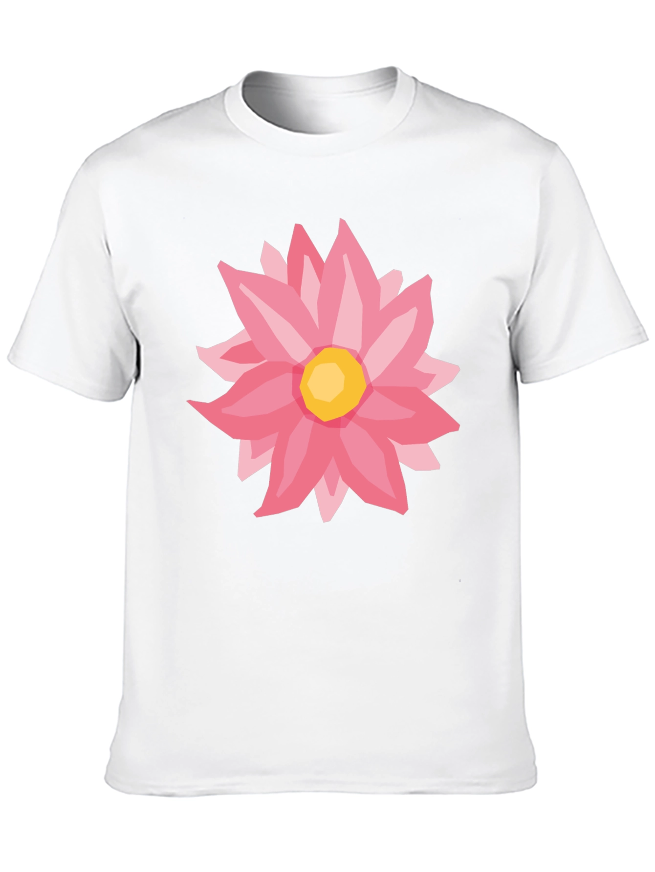 Pink Flower Graphic Black T-Shirt