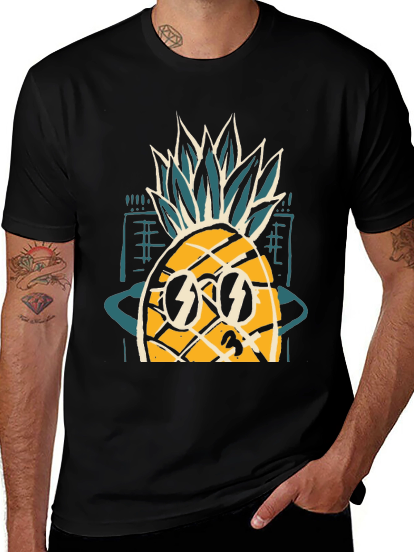 Cool Pineapple Graphic Tee - Mens Black T-Shirt