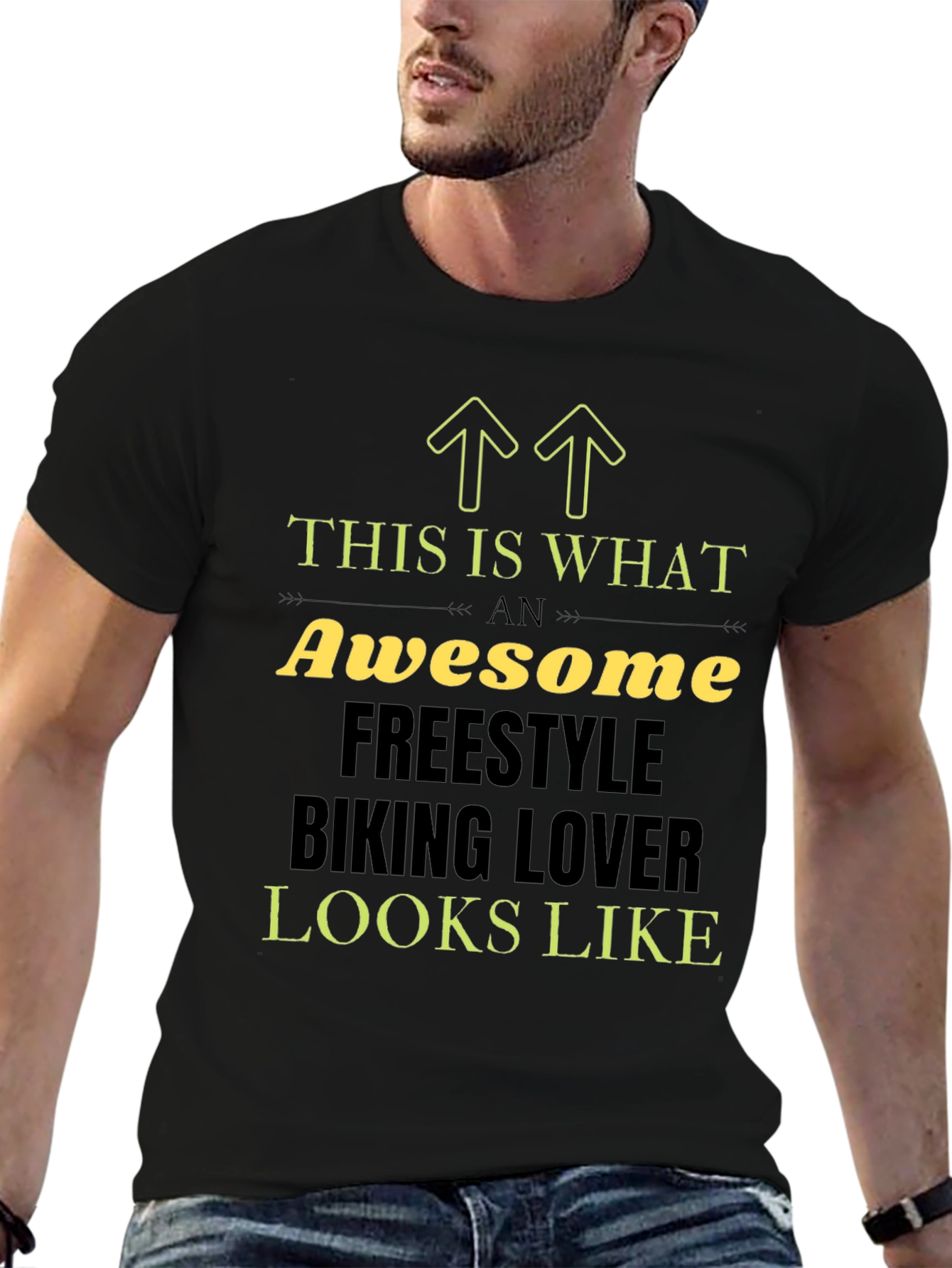 Awesome Freestyle Biking Lover Black T-Shirt