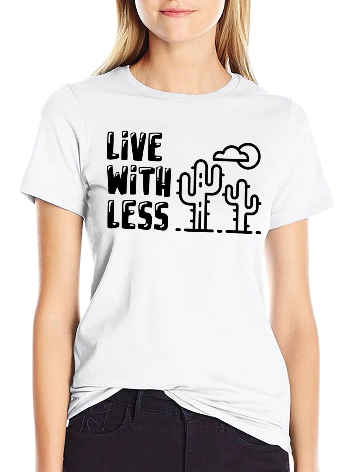 Live With Less Graphic T-Shirt - Desert Cactus Design
