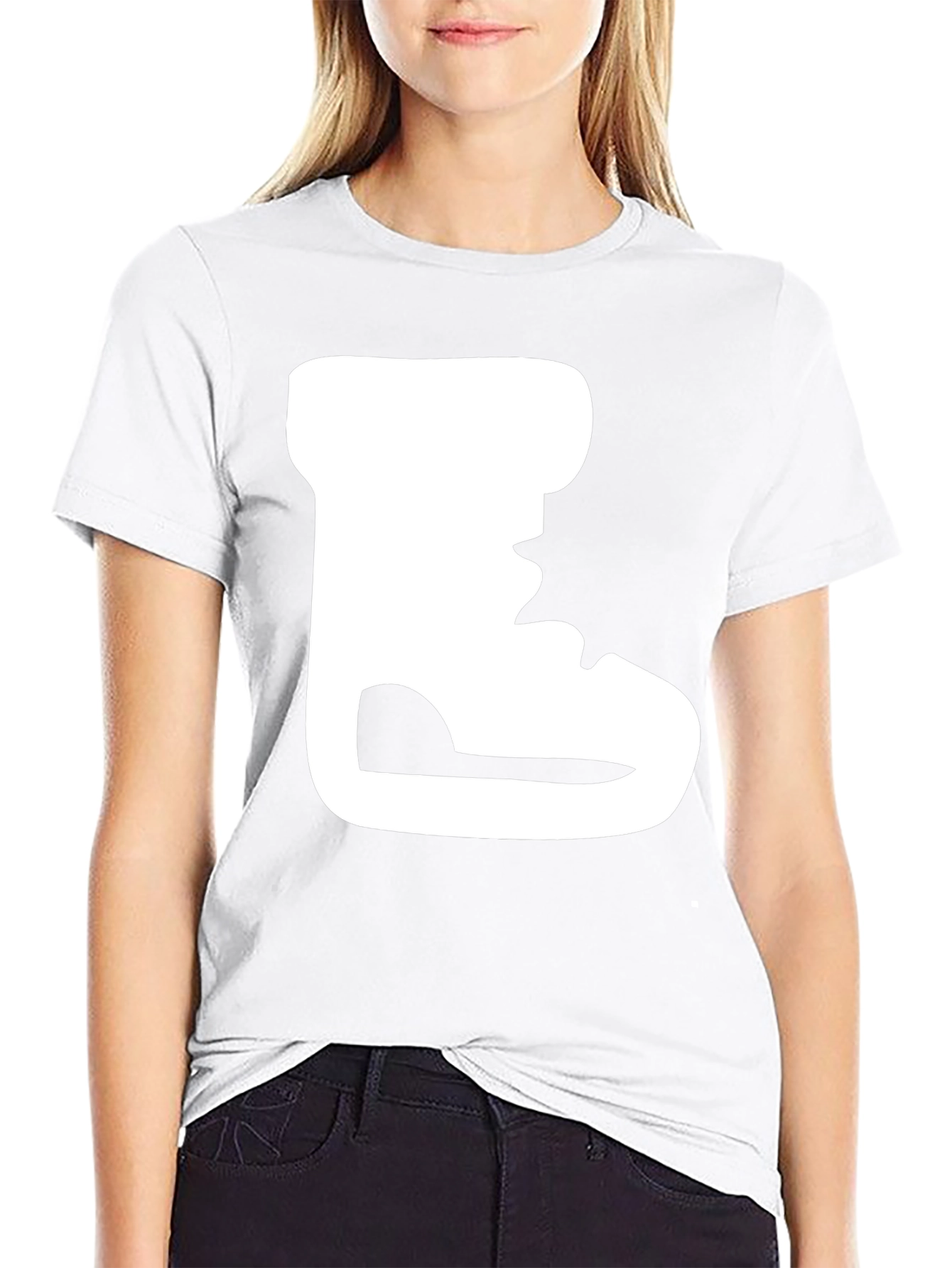 Black T-Shirt with White Boot Print