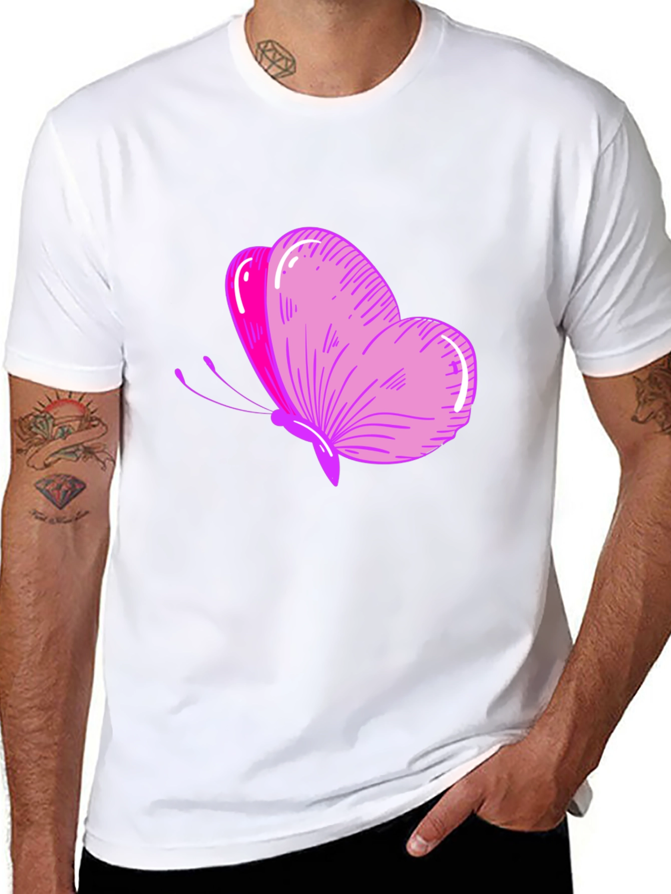 Butterfly Graphic Tee - Stylish Black T-Shirt
