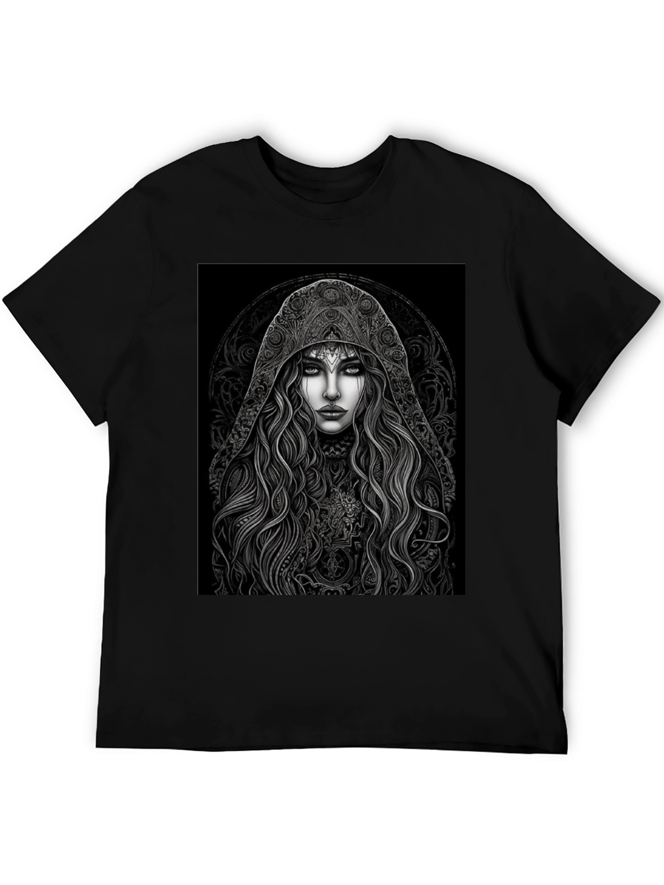 Mystic Maiden Graphic Tee - Black Cotton Blend