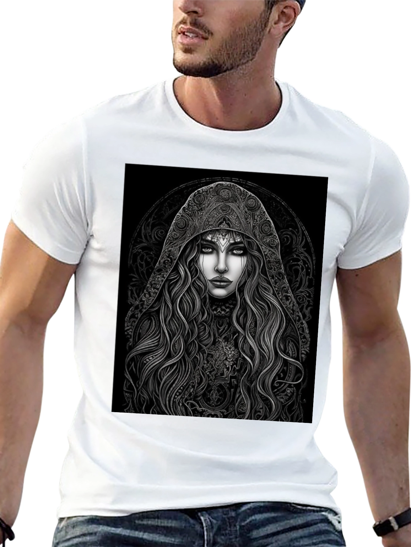 Mystic Maiden Graphic Tee - Black Cotton Blend