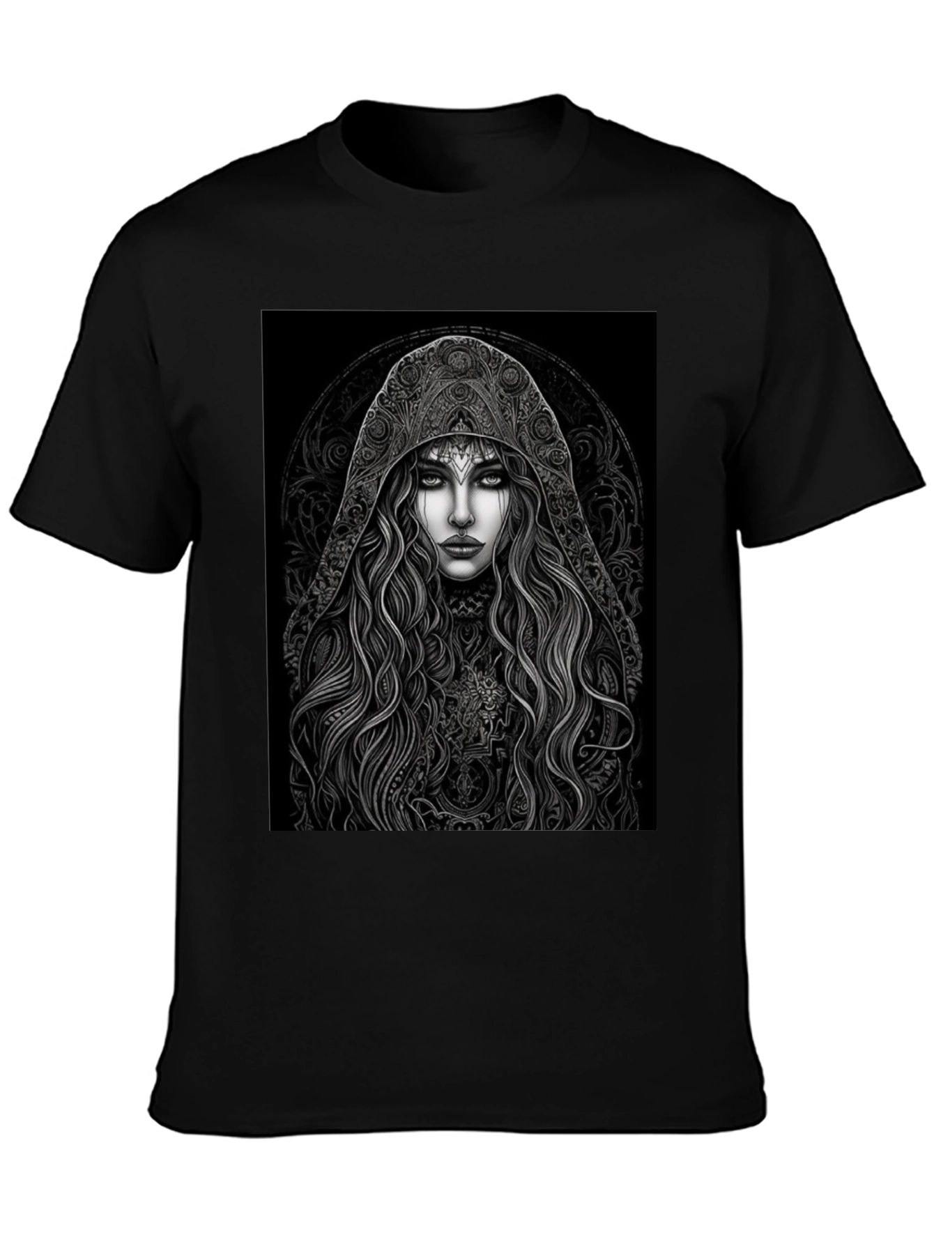 Mystic Maiden Graphic Tee - Black Cotton Blend