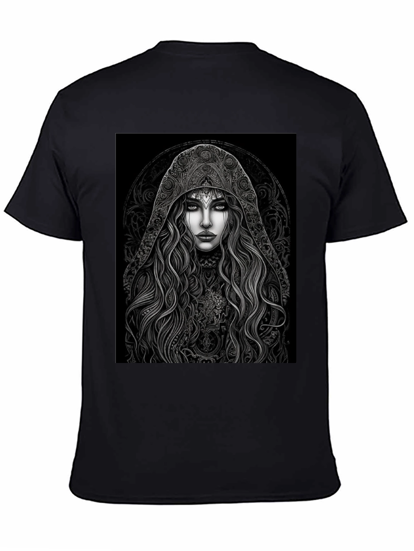 Mystic Maiden Graphic Tee - Black Cotton Blend